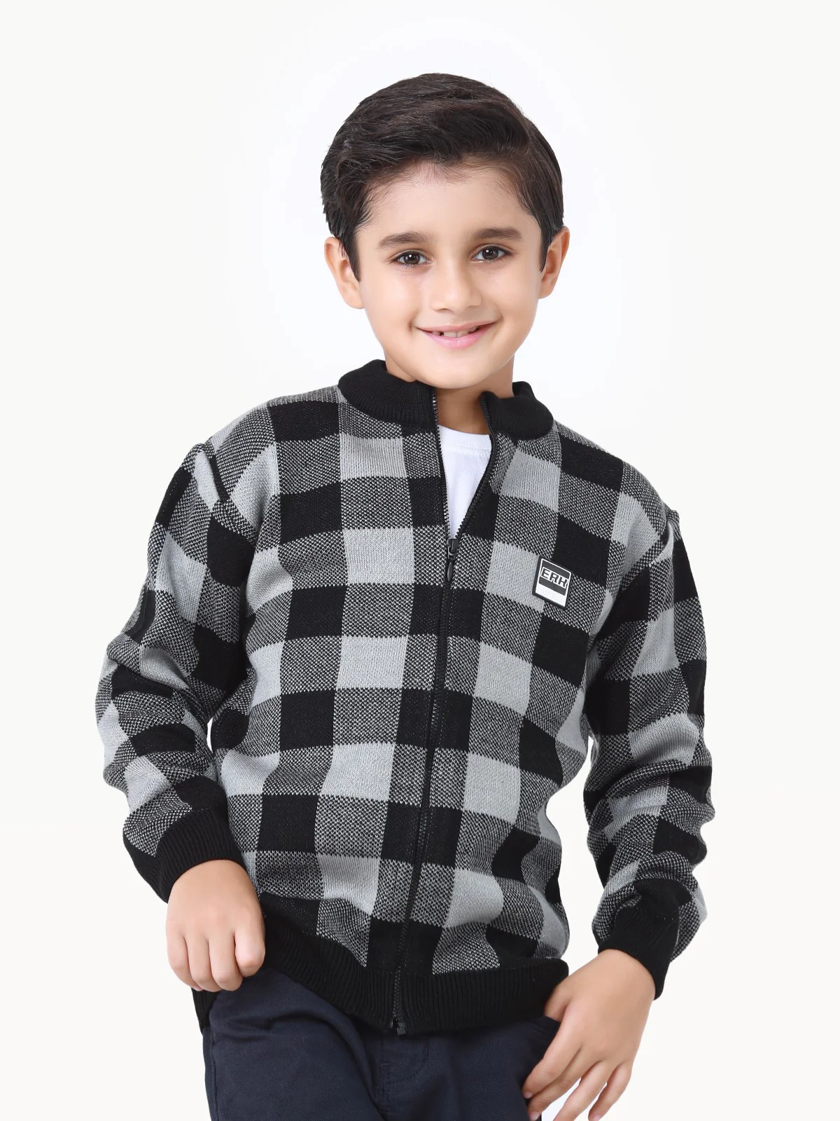 Zipper Check Sweater - EBTSWT22-018
