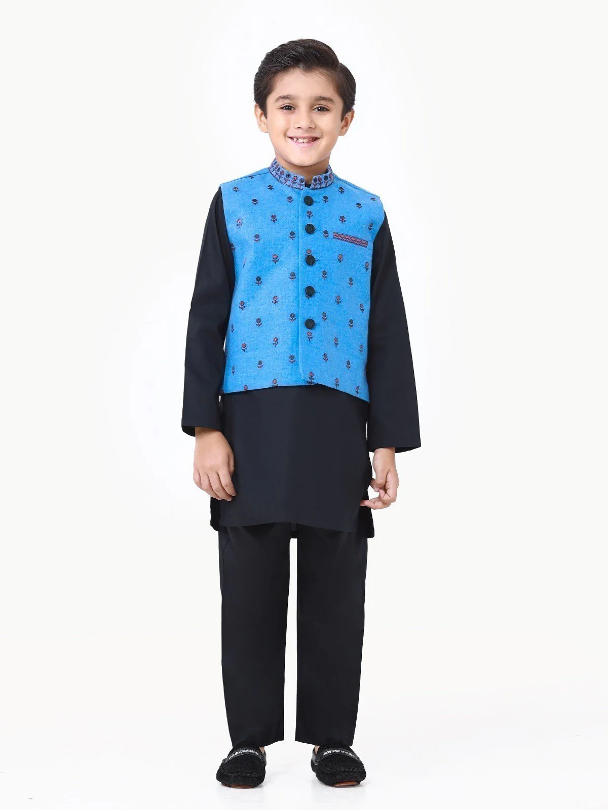 Embroidered Cotton Waistcoat Suit - EBTWCSC22-014