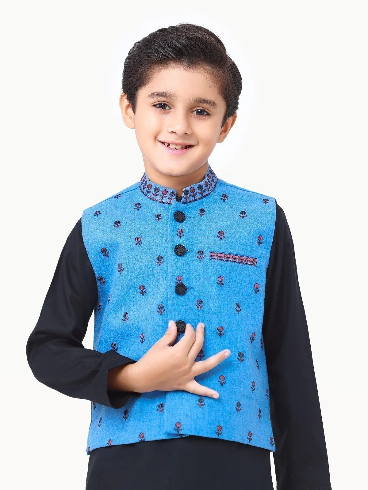 Embroidered Cotton Waistcoat Suit - EBTWCSC22-014 - Image 2