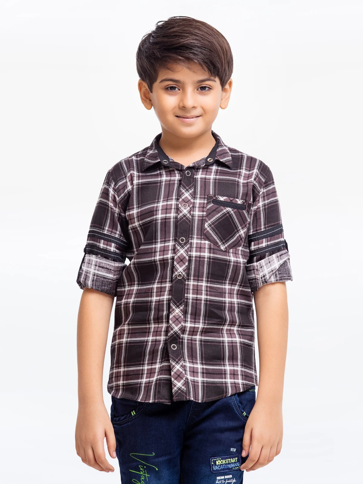 Half Sleeves Check Shirt - EBTS23-27466 - Image 2