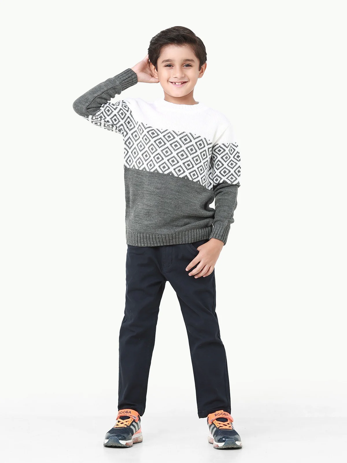 Crew Neck Fair Isle Sweater - EBTSWT22-004 - Image 4