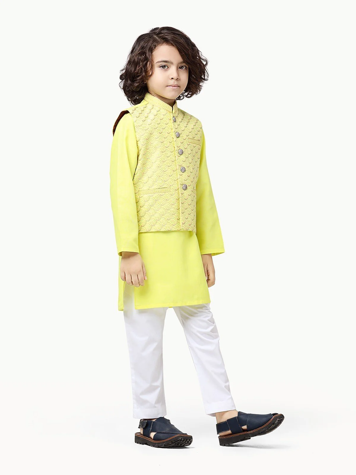 Embroidered Cotton Waistcoat Suit - EBTWCSC22-017