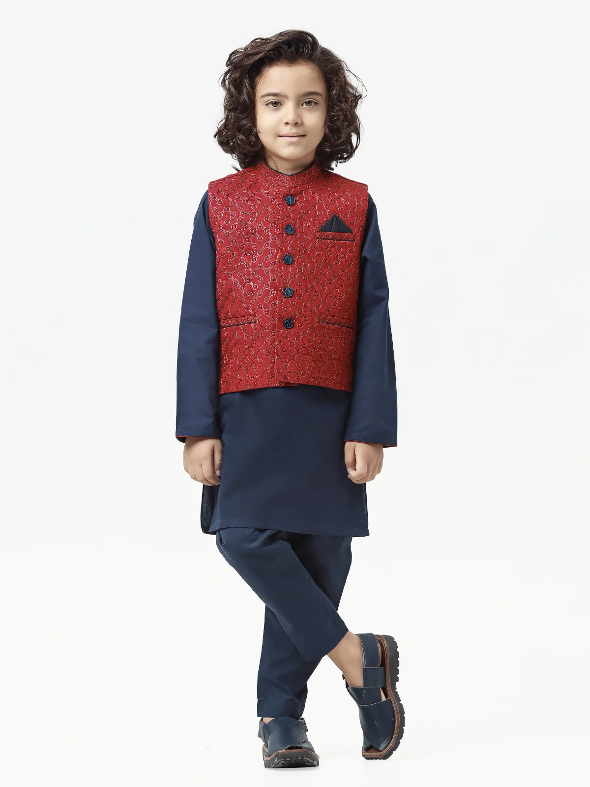 Embroidered Cotton Waistcoat Suit - EBTWCSC22-015
