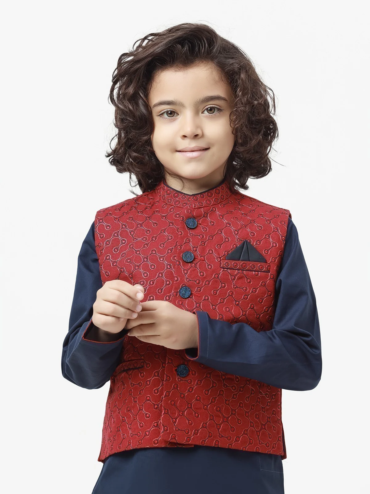 Embroidered Cotton Waistcoat Suit - EBTWCSC22-015 - Image 2