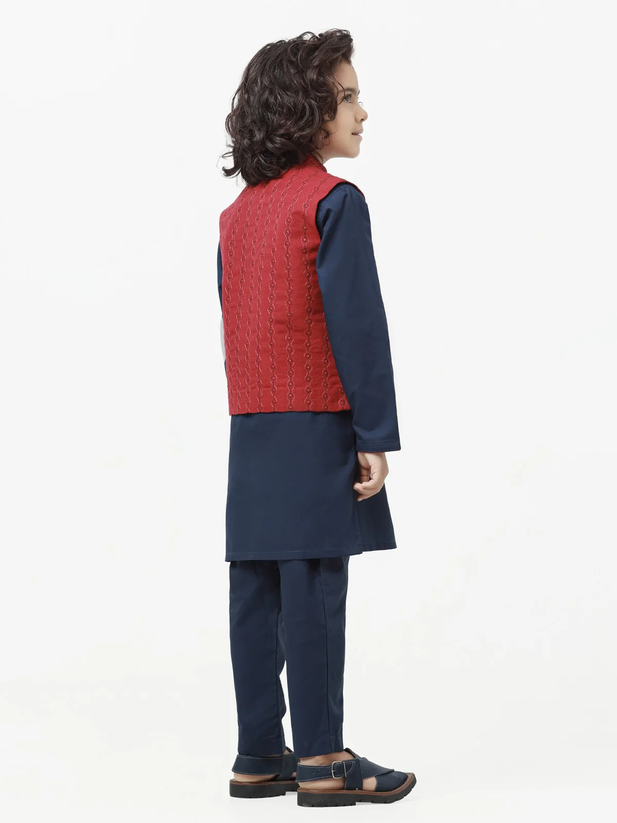 Embroidered Cotton Waistcoat Suit - EBTWCSC22-015 - Image 6