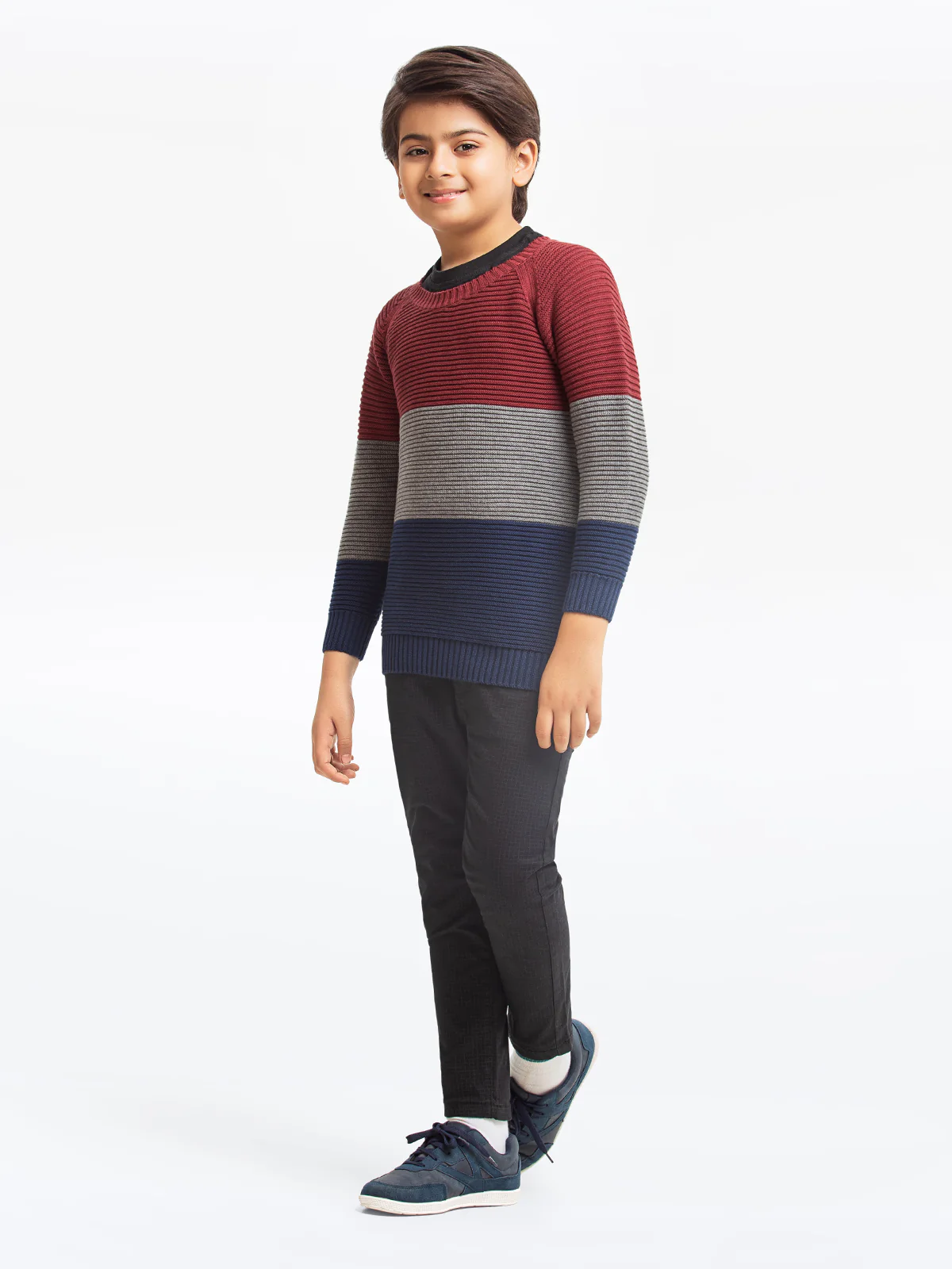 Crew Neck Color-Block Sweater - EBTSWT23-011 - Image 3