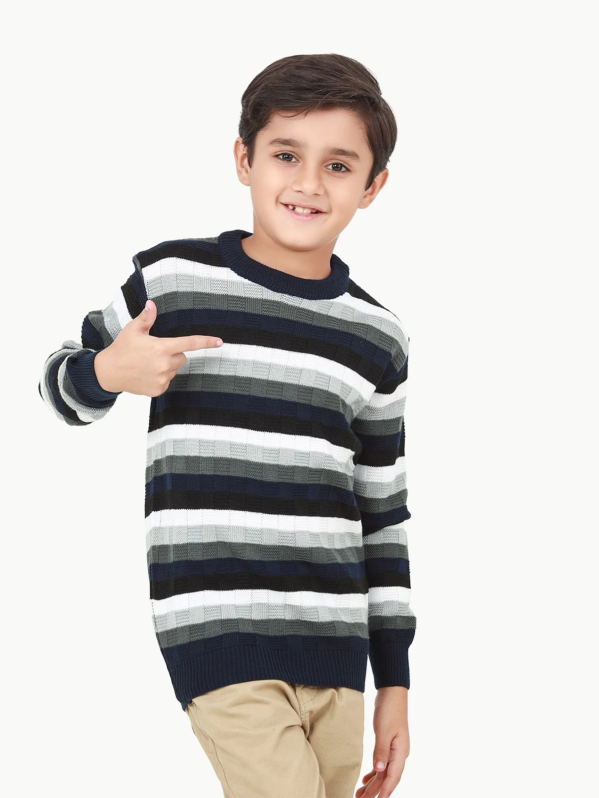Crew Neck Striped Sweater - EBTSWT22-006 - Image 2