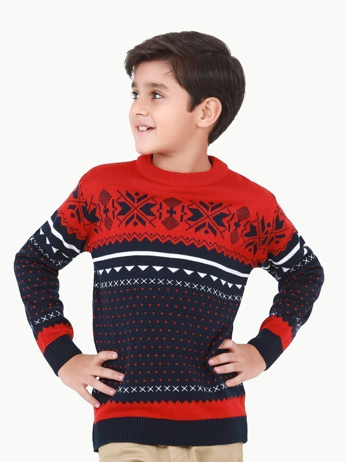 Crew Neck Fair Isle Sweater - EBTSWT22-005