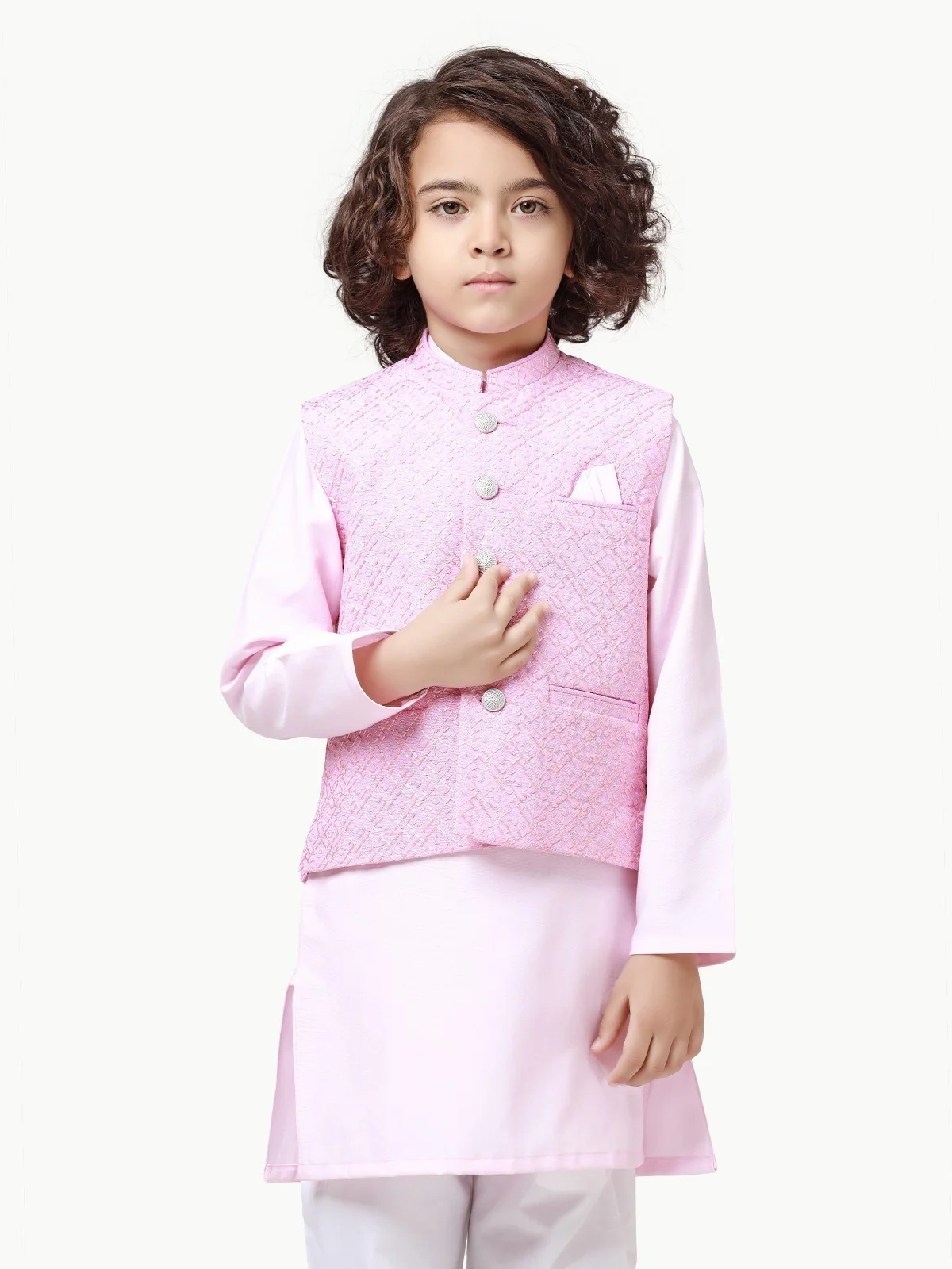 Embroidered Cotton Waistcoat Suit - EBTWCSC22-019 - Image 2