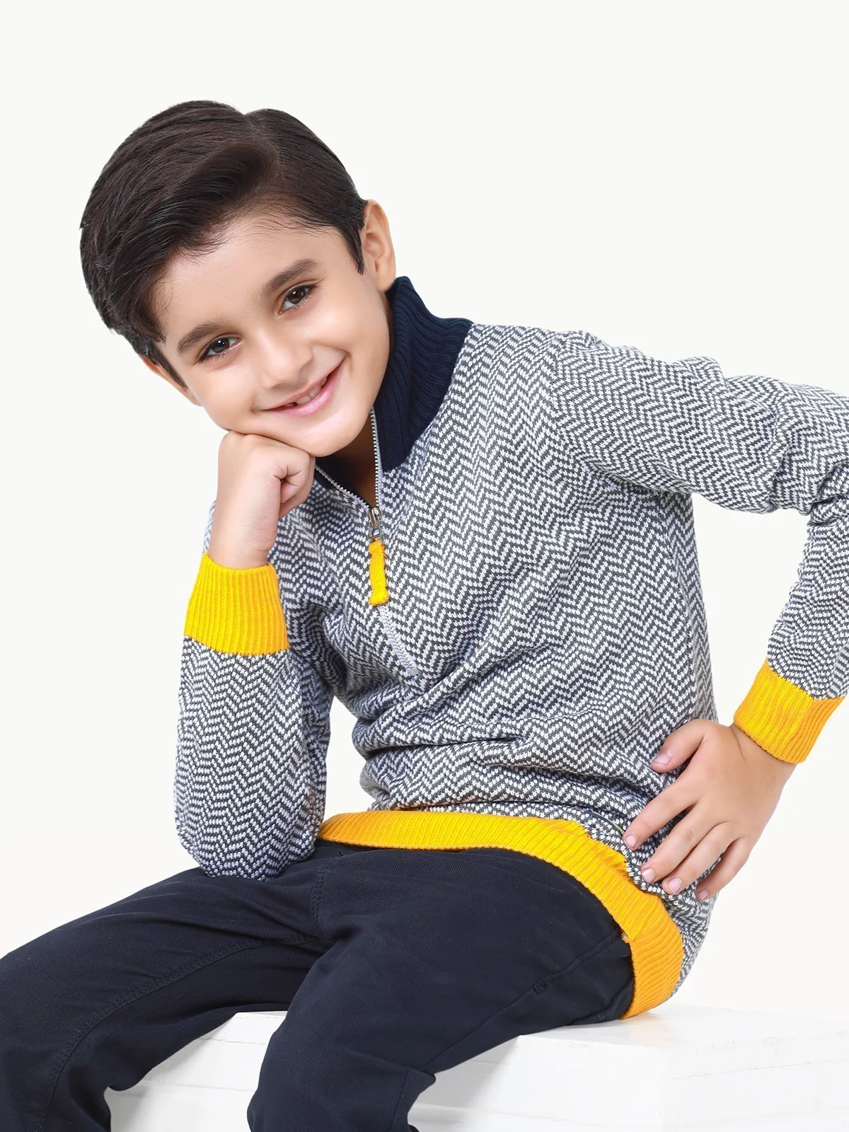 Quarter-Zip Color-Block Sweater - EBTSWT22-014 - Image 5