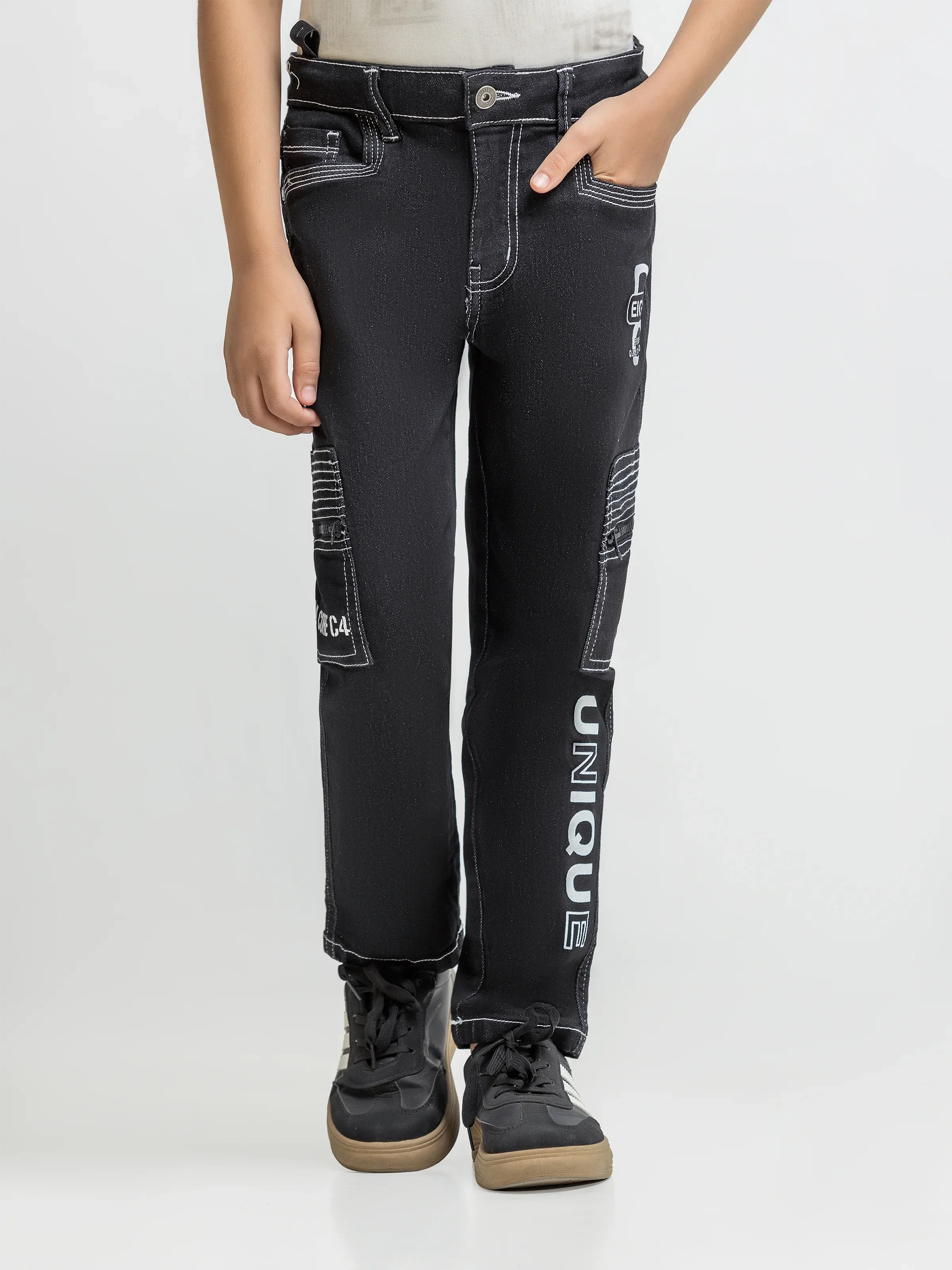 Boy's Black Denim Pant - EBBDP6-015