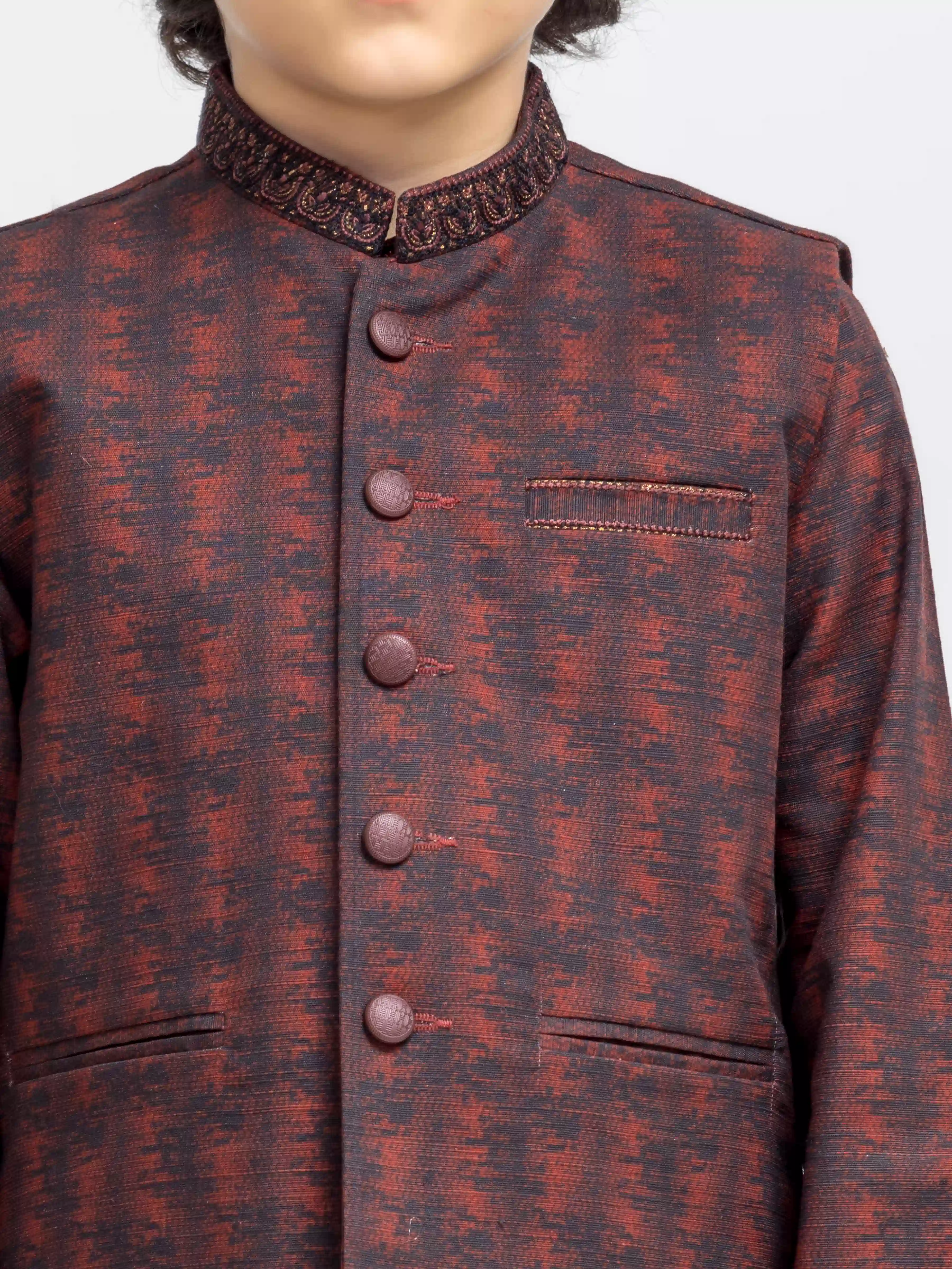 Embroidered Cotton Waistcoat Suit - ECBTWCS5-092 - Image 3
