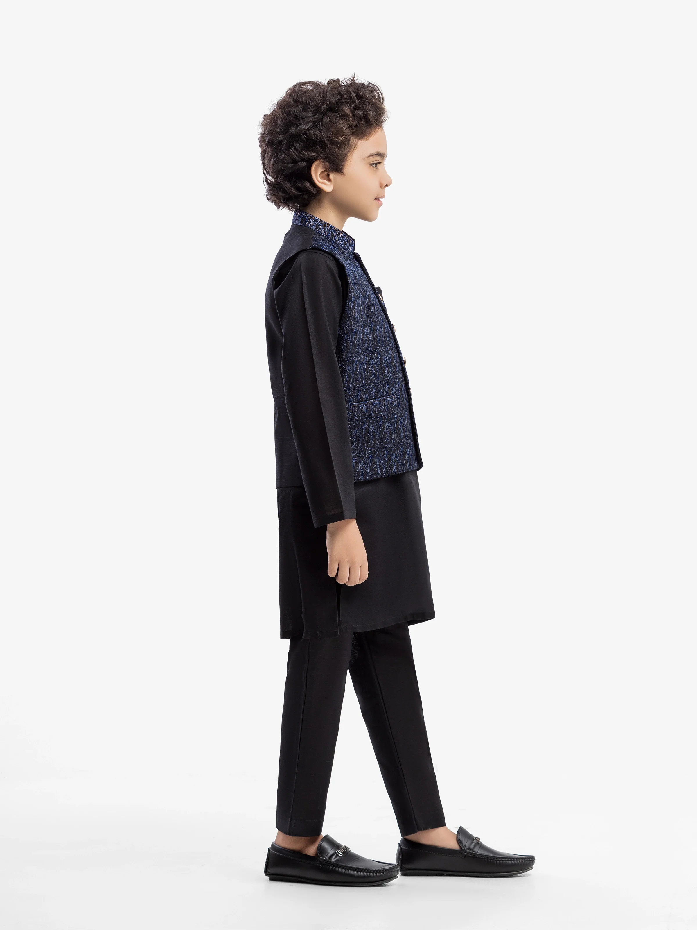 Embroidered Cotton Waistcoat Suit - EBTWCS5-25221 - Image 4