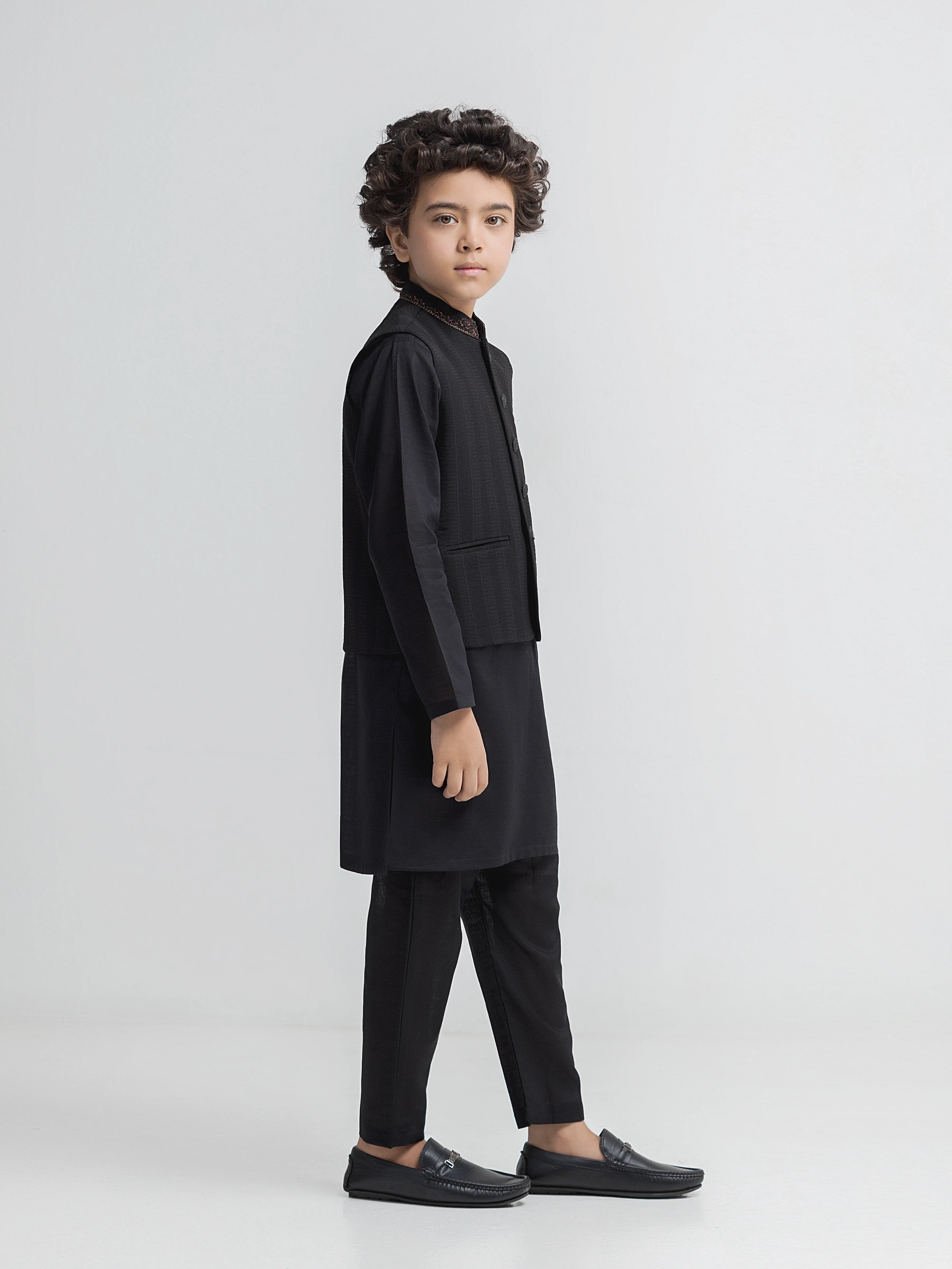 Embroidered Cotton Waistcoat Suit - EBTWCSC5-046 - Image 4