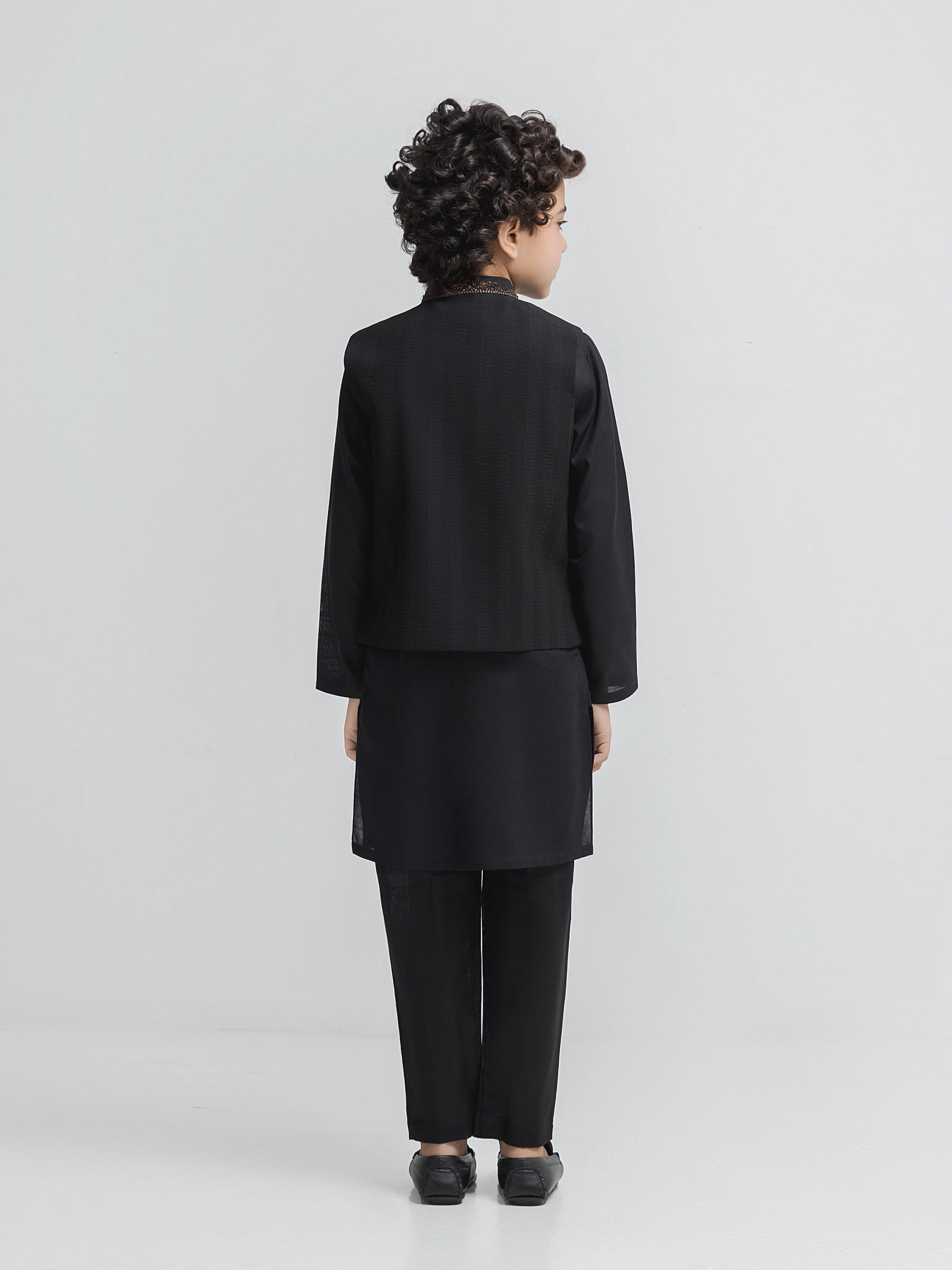 Embroidered Cotton Waistcoat Suit - EBTWCSC5-046 - Image 5