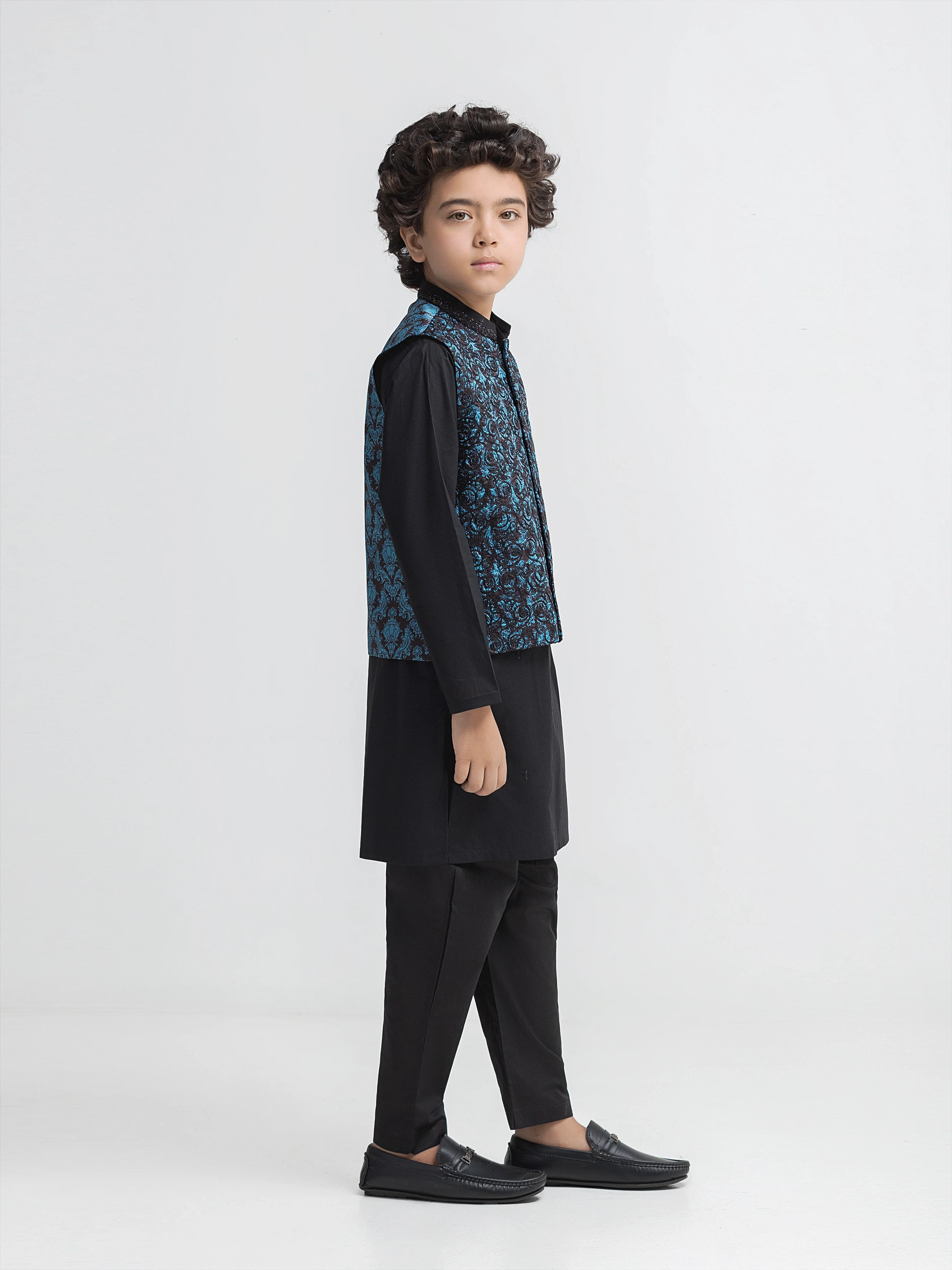 Embroidered Cotton Waistcoat Suit - EBTWCSC5-050 - Image 4