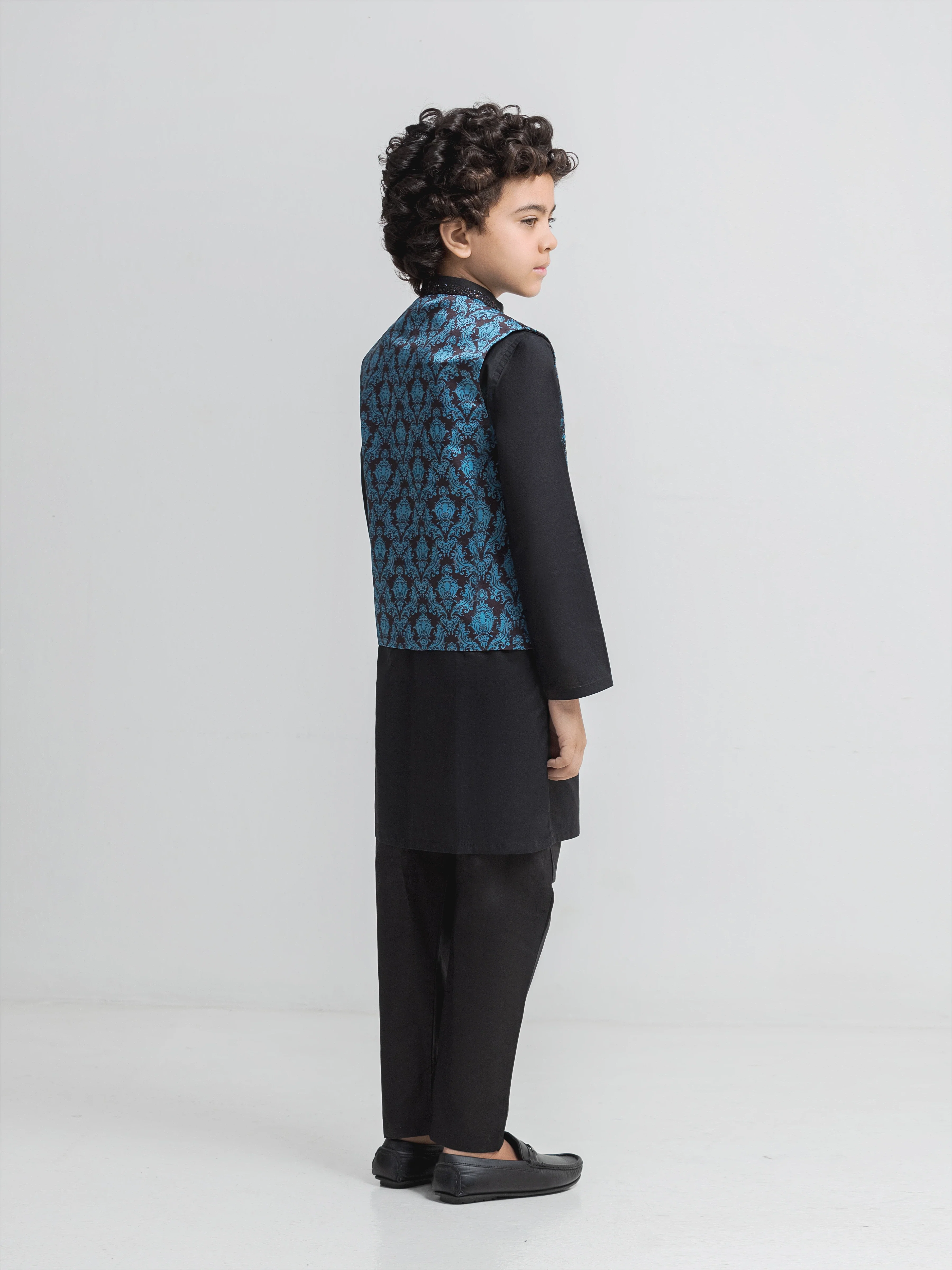 Embroidered Cotton Waistcoat Suit - EBTWCSC5-050 - Image 5