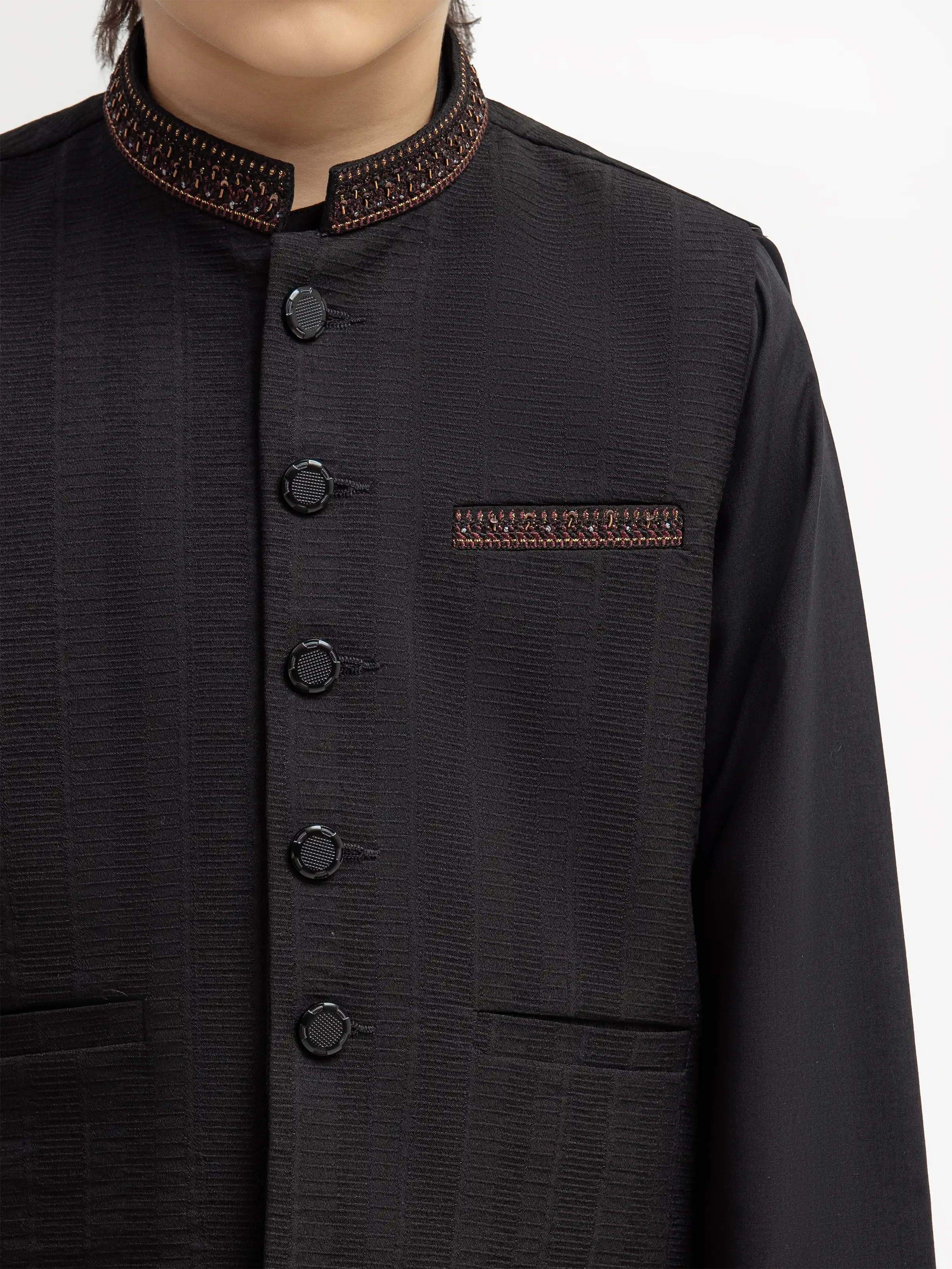 Embroidered Blended Waistcoat Suit - EBTWCSC5-057 - Image 3
