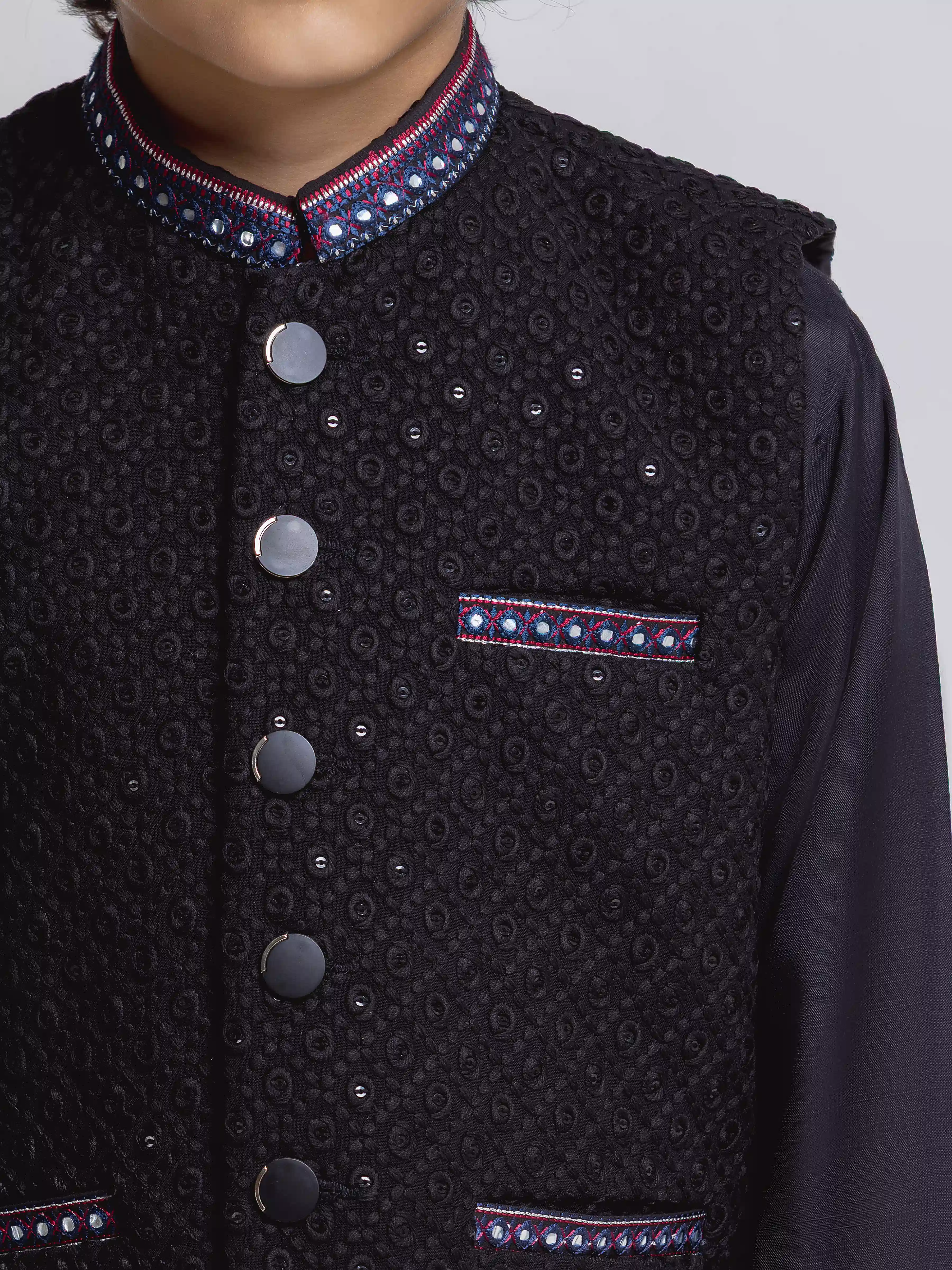 Embroidered Silk Waistcoat Suit - ECBTWCS5-062 - Image 3