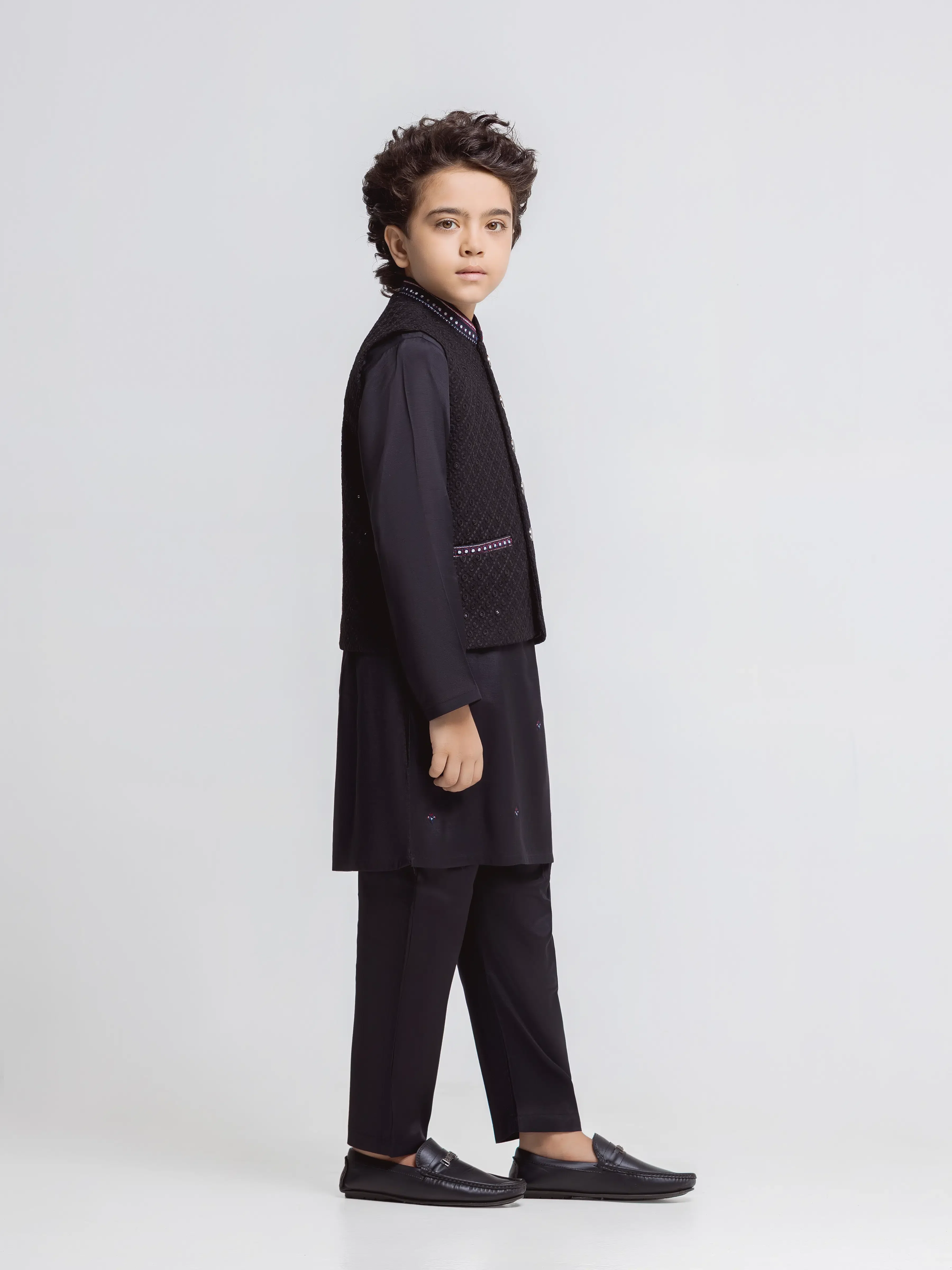 Embroidered Silk Waistcoat Suit - ECBTWCS5-062 - Image 4