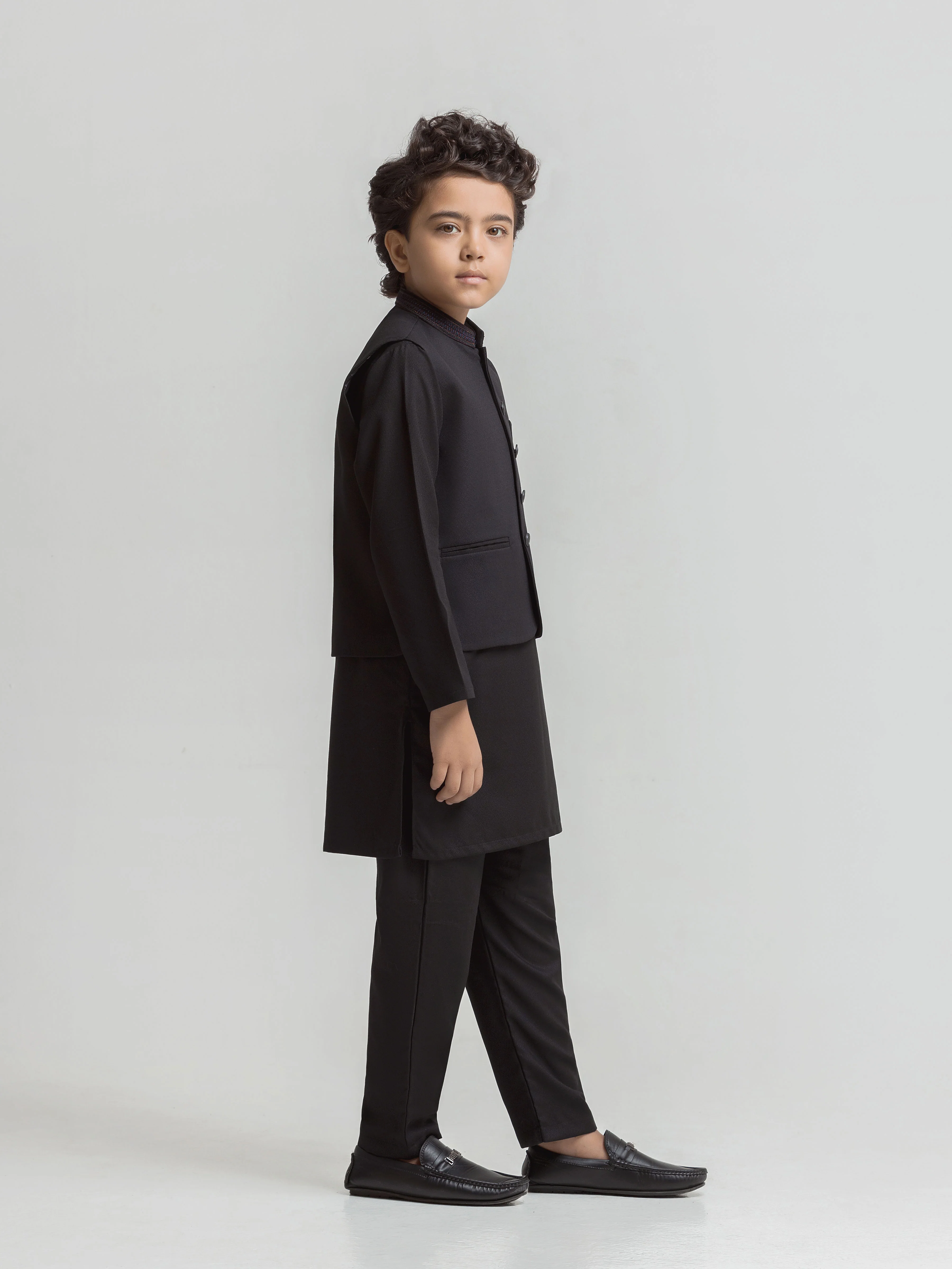 Embroidered Dobby Waistcoat Suit - ECBTWCS5-087 - Image 4