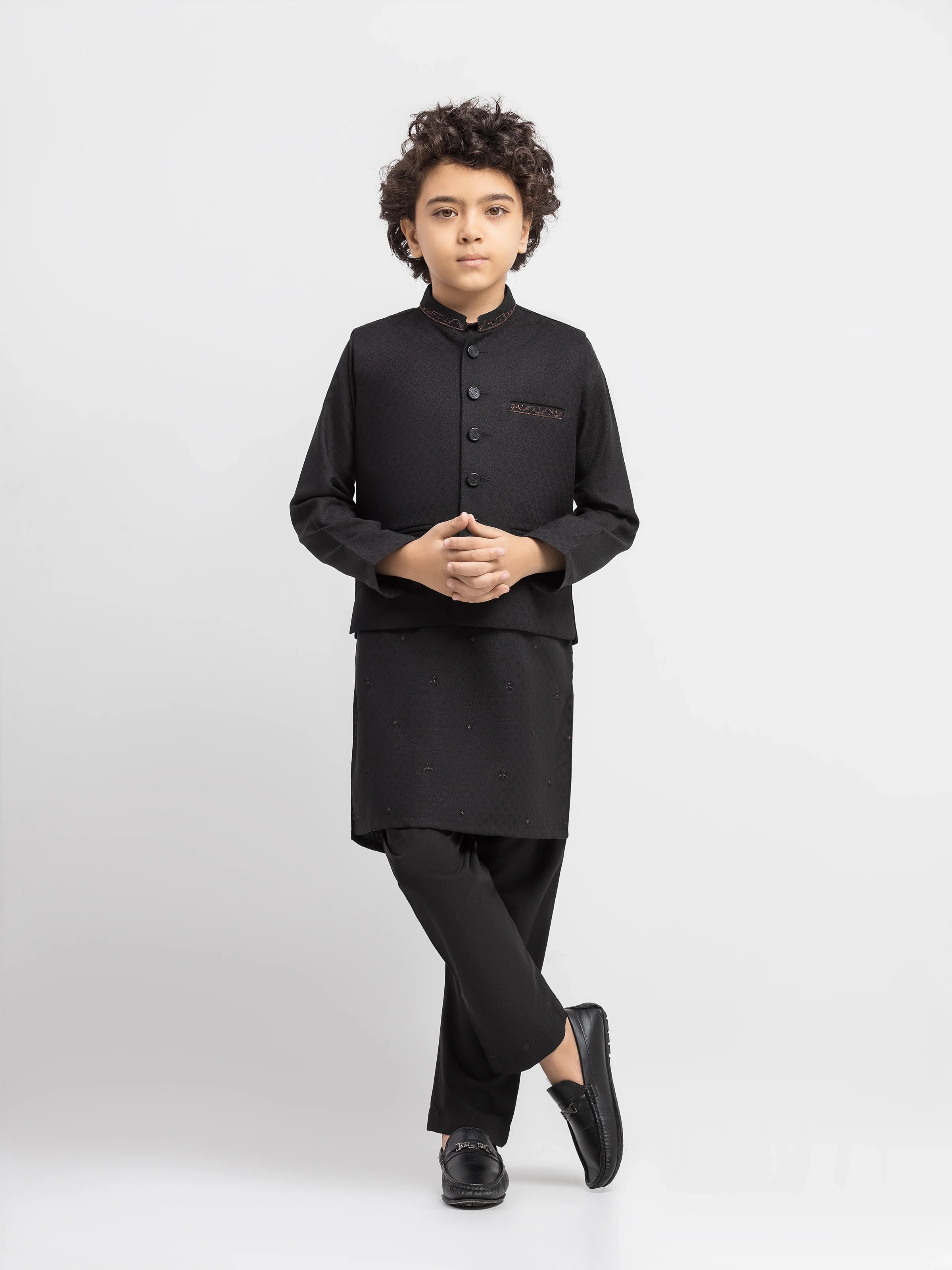 Embroidered Jacquard Waistcoat Suit - ECBTWCS5-094