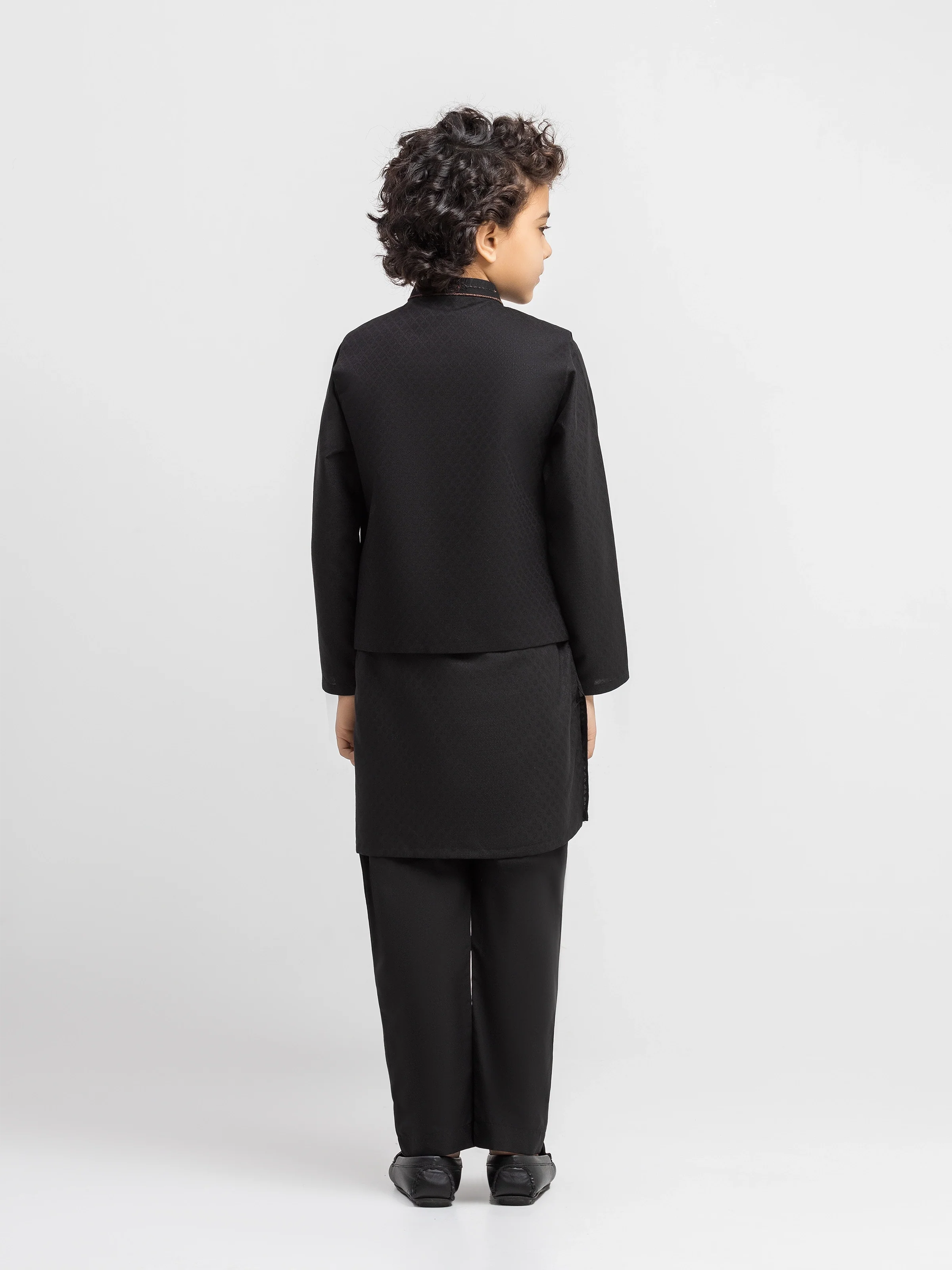 Embroidered Jacquard Waistcoat Suit - ECBTWCS5-094 - Image 5