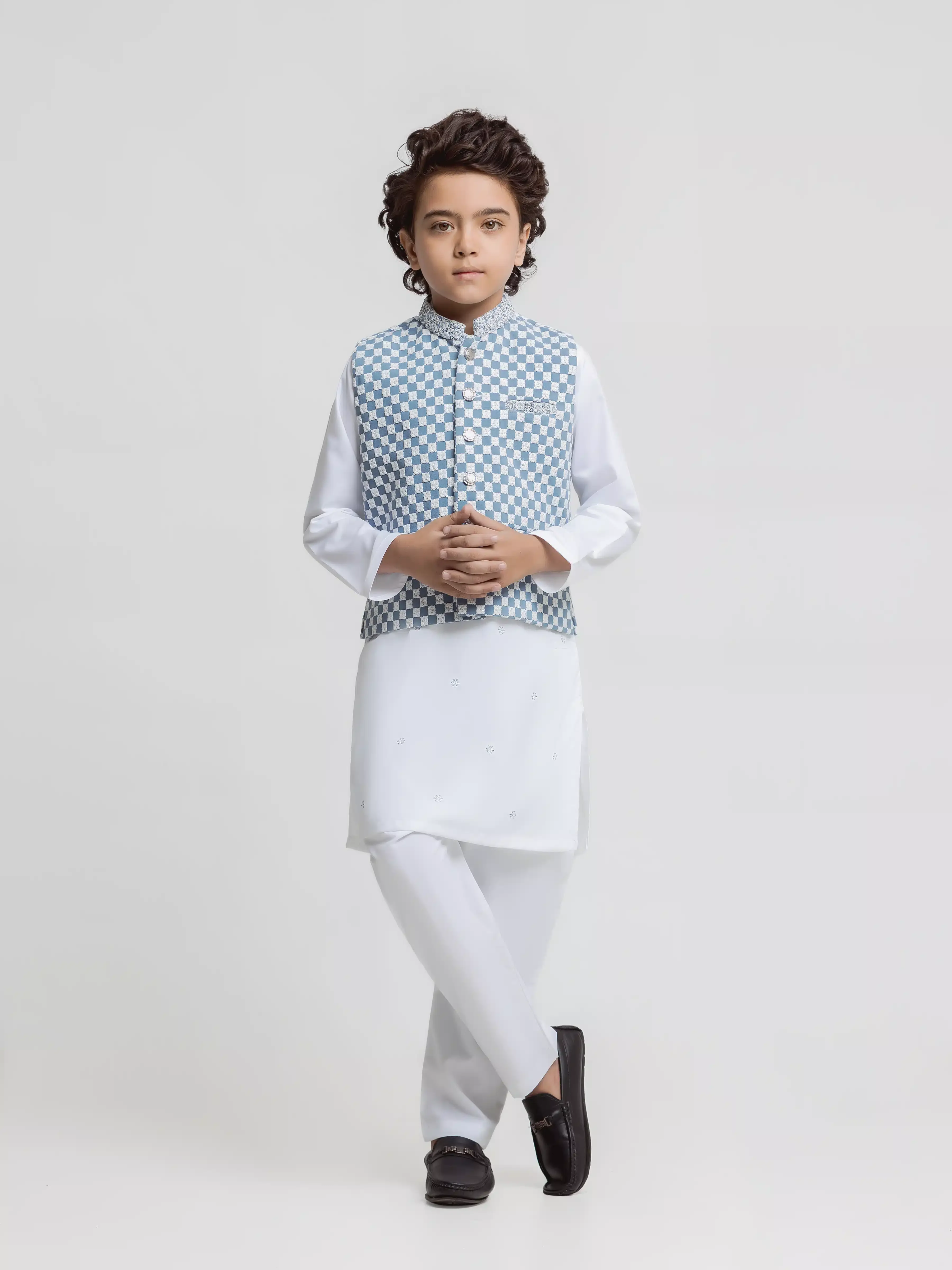 Embroidered Silk Waistcoat Suit - ECBTWCS5-089