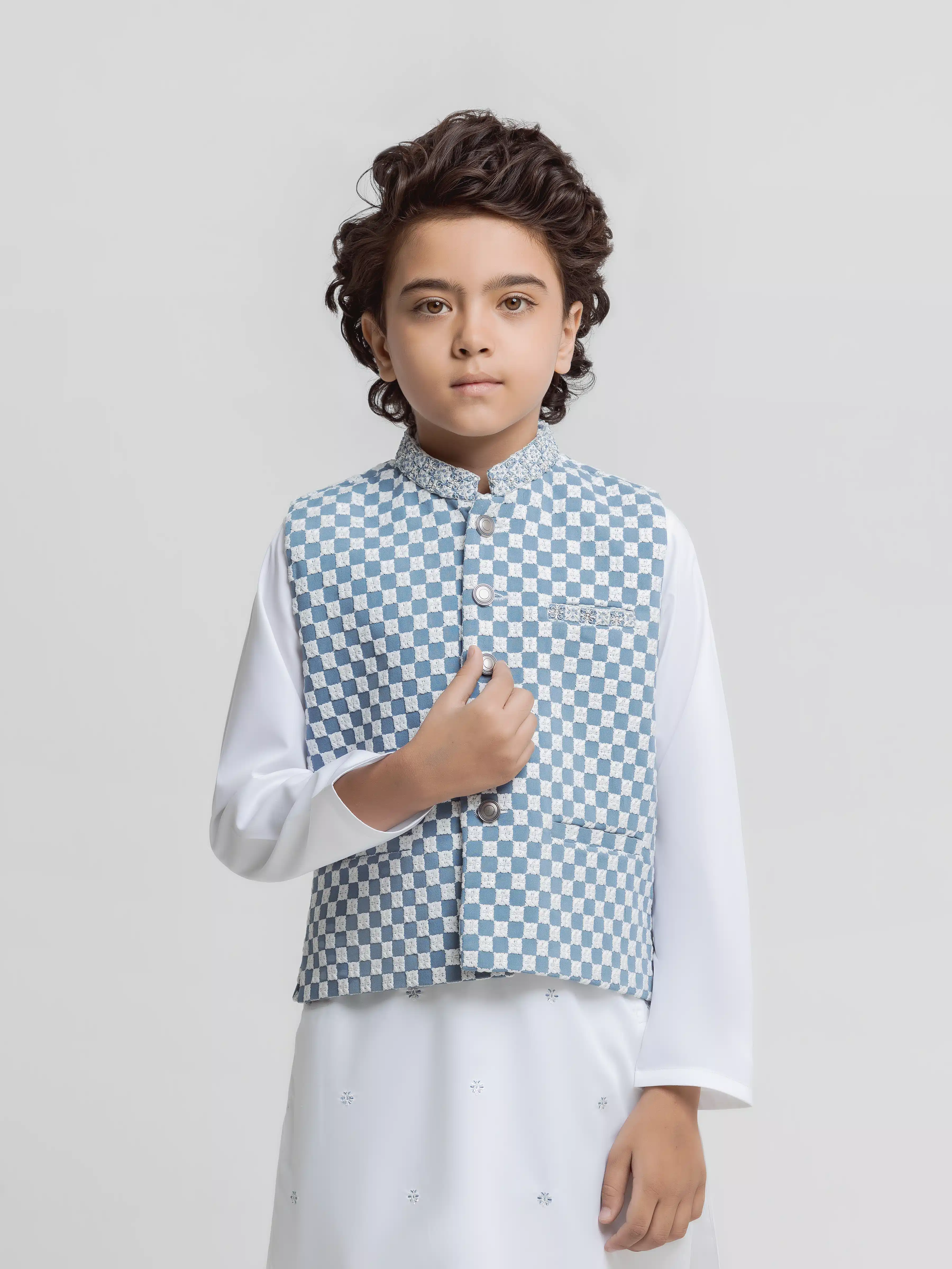 Embroidered Silk Waistcoat Suit - ECBTWCS5-089 - Image 2