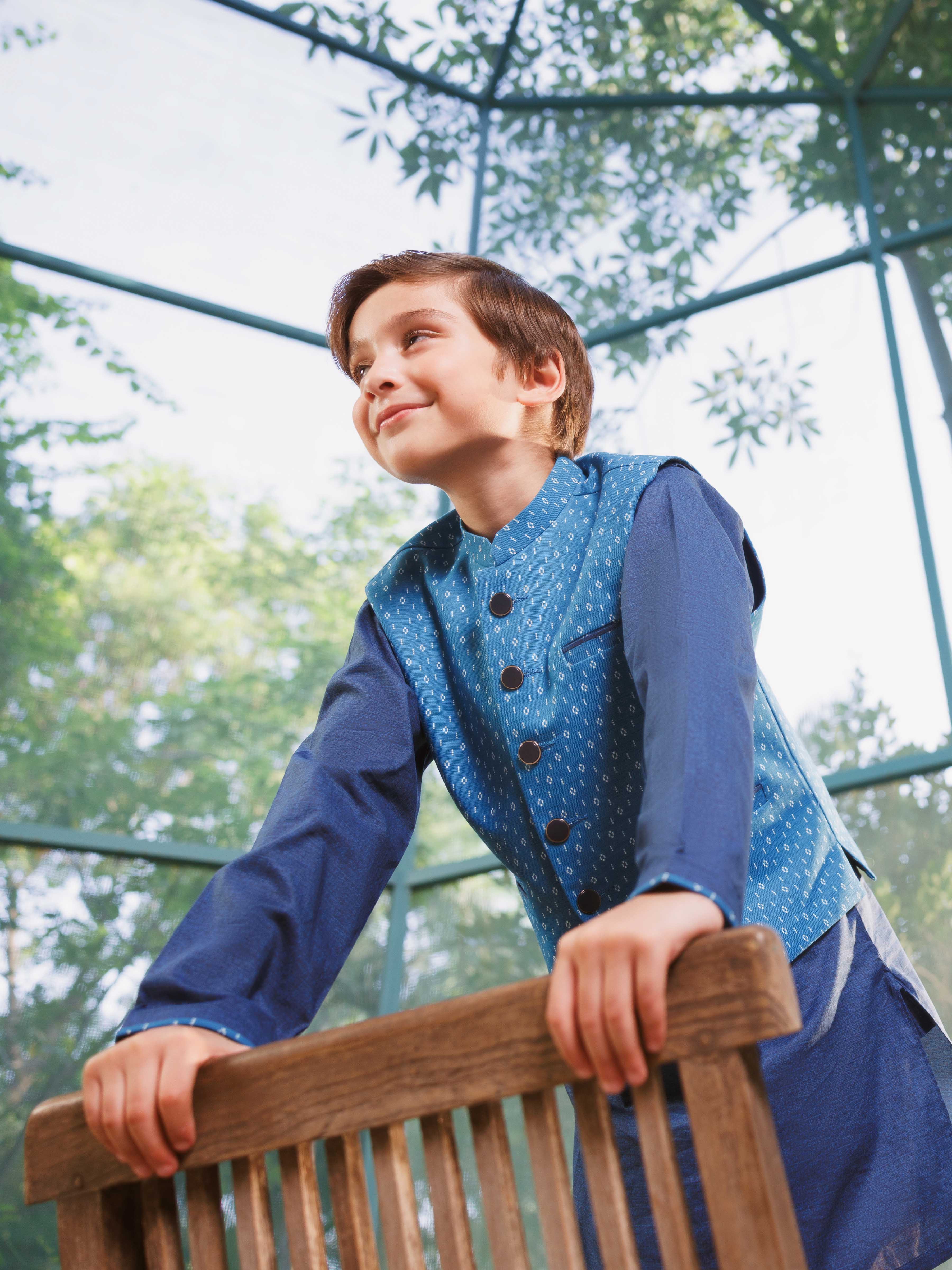 Boy's Blue Waist Coat Suit - EBTWCS5-25211 - Image 2