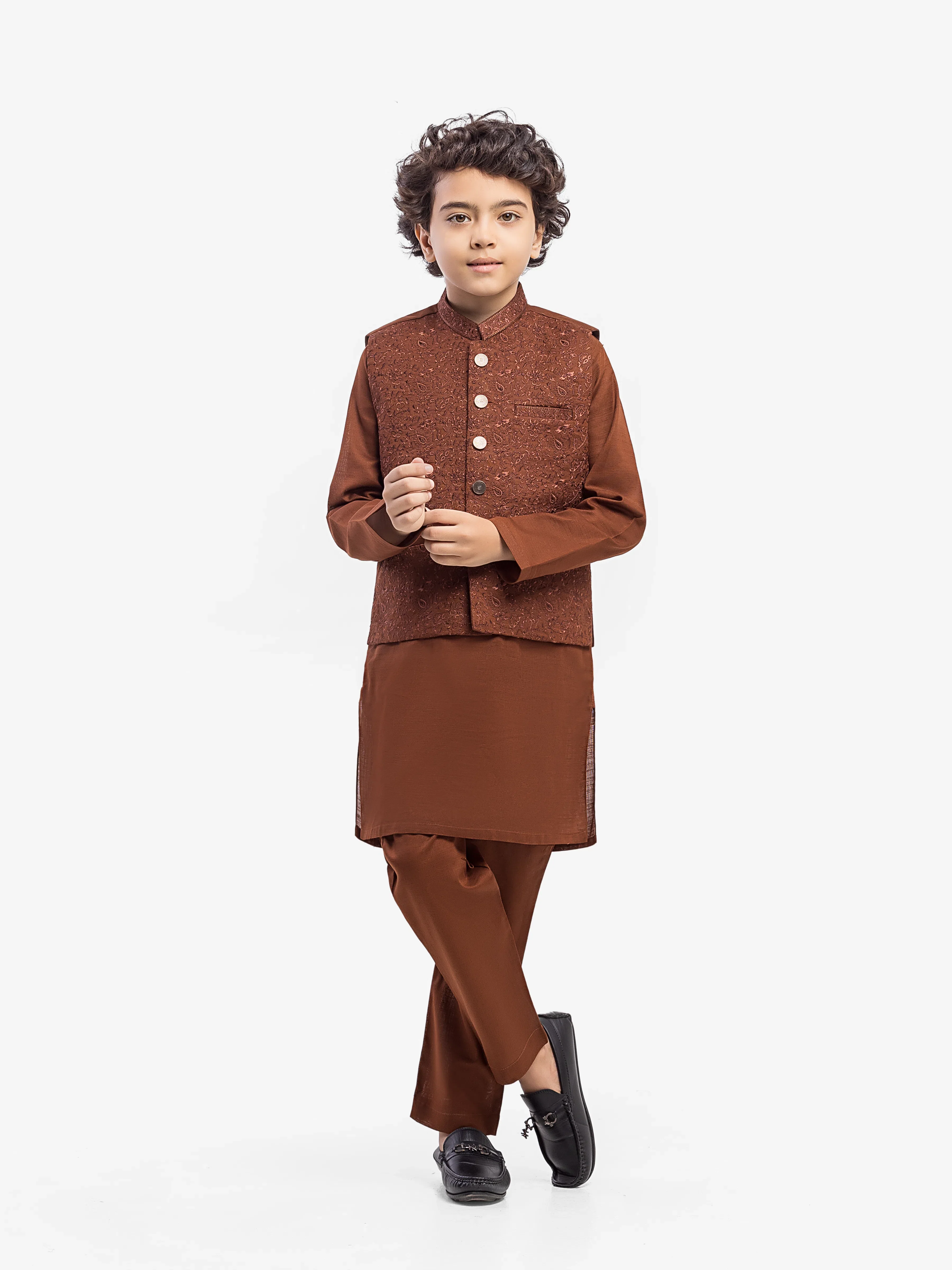 Boy's Brown Waist Coat Suit - EBTWCS5-25214