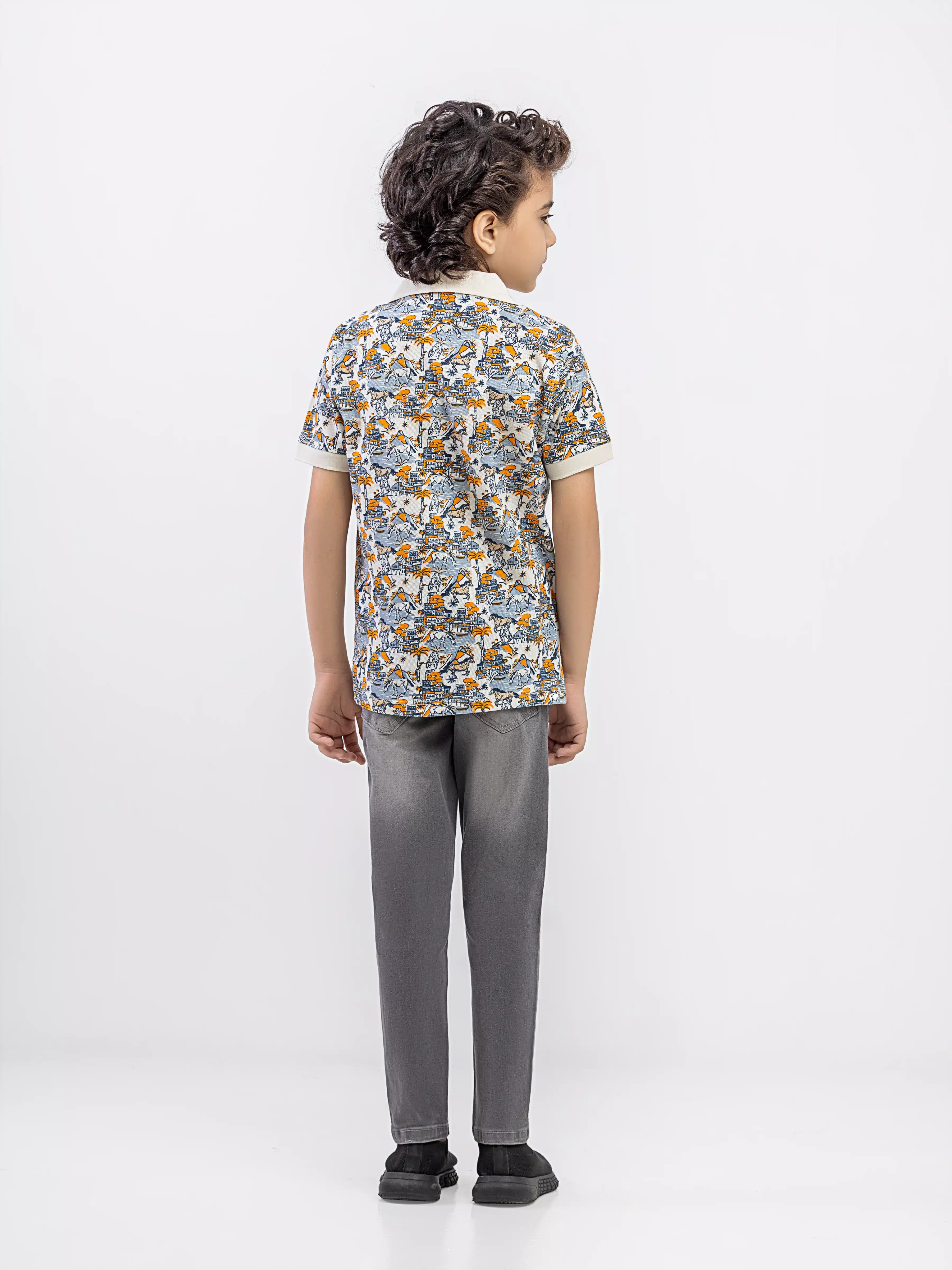 Boy's Cream Multi Polo Shirt - EBTPS6-017 - Image 5