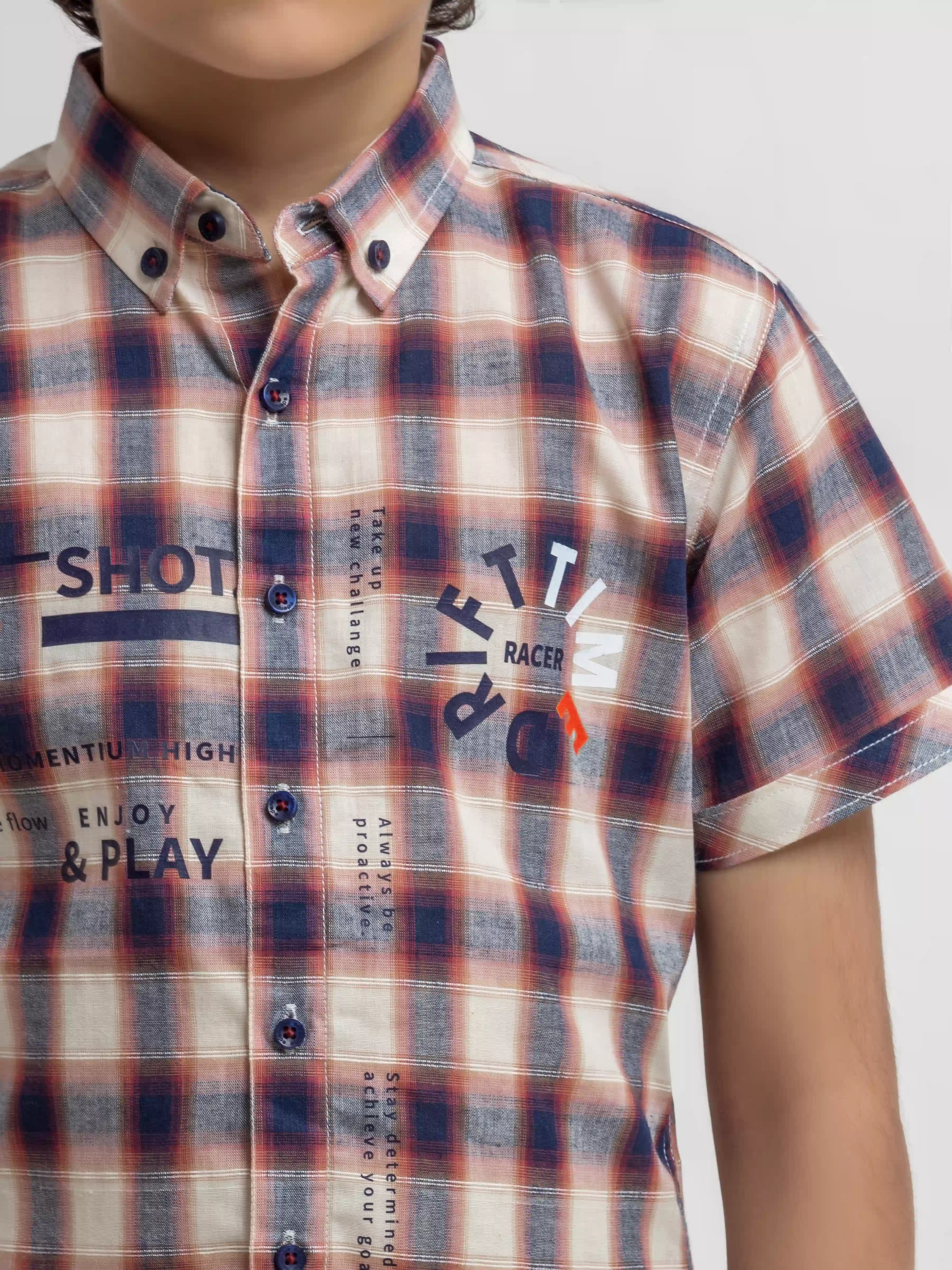 Half Sleeves Check Shirt - EBTSH6-27698 - Image 3