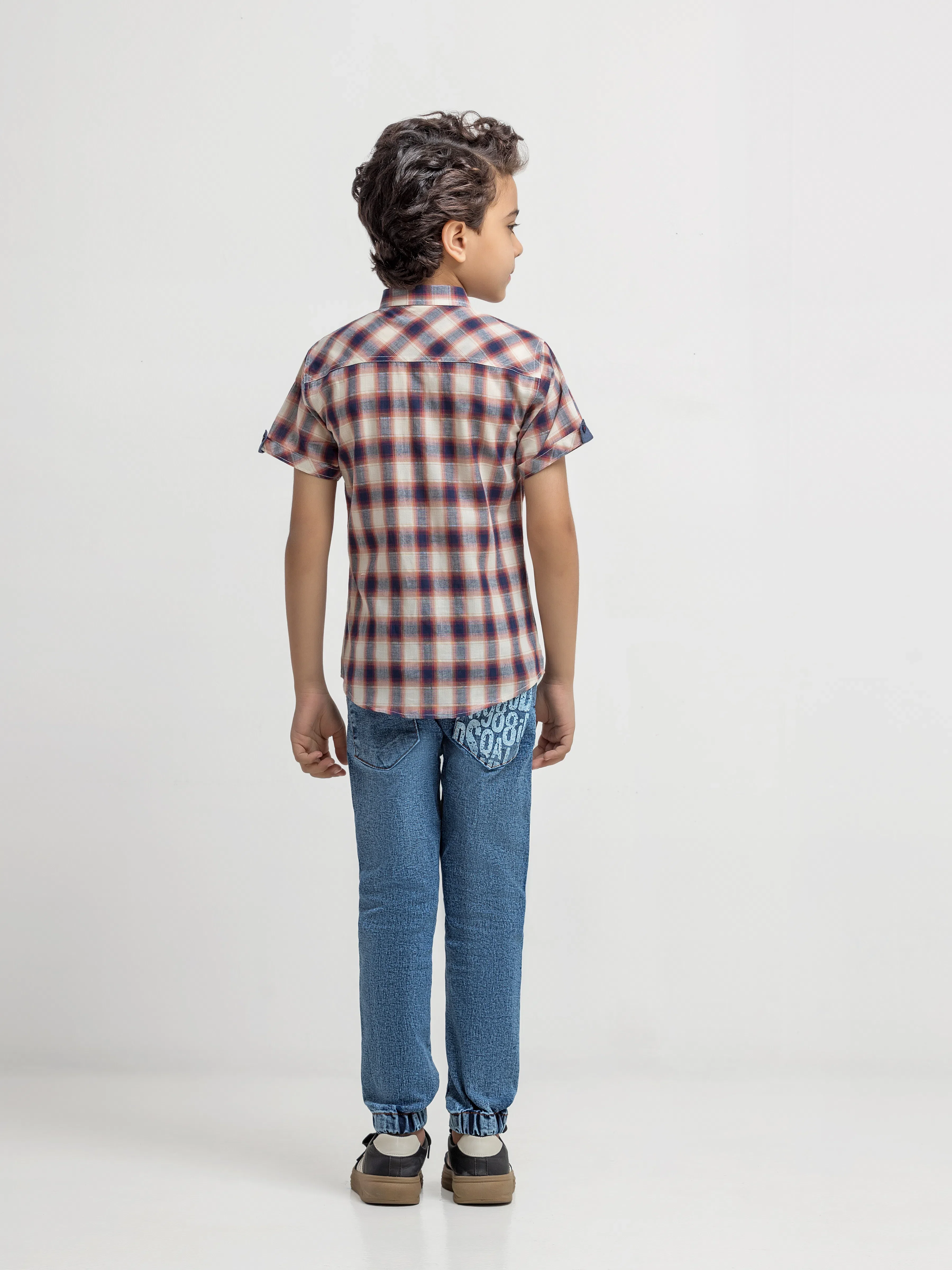 Half Sleeves Check Shirt - EBTSH6-27698 - Image 5