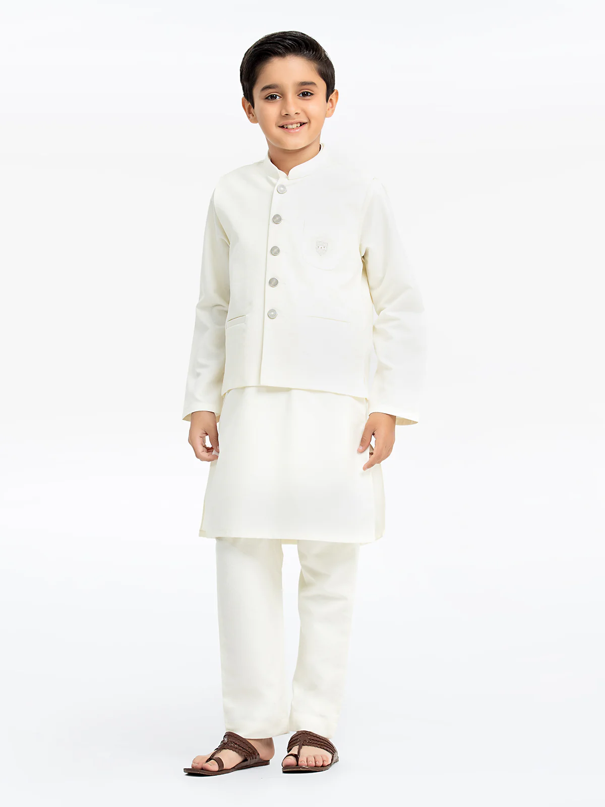 Embroidered Blended Waistcoat Suit - EBTWCS23-25182