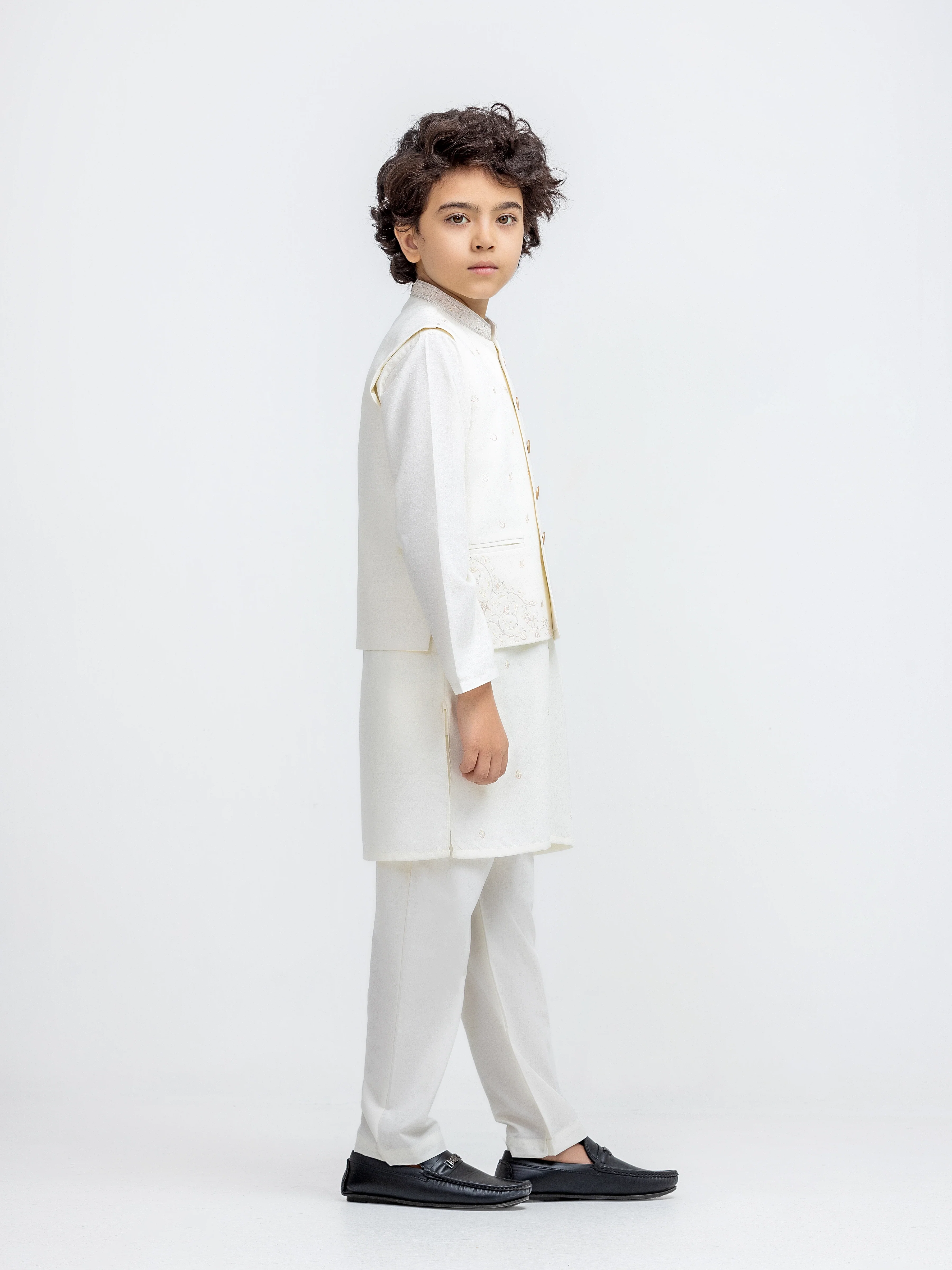 Embroidered Dobby Waistcoat Suit - EBTWCSC5-051 - Image 4