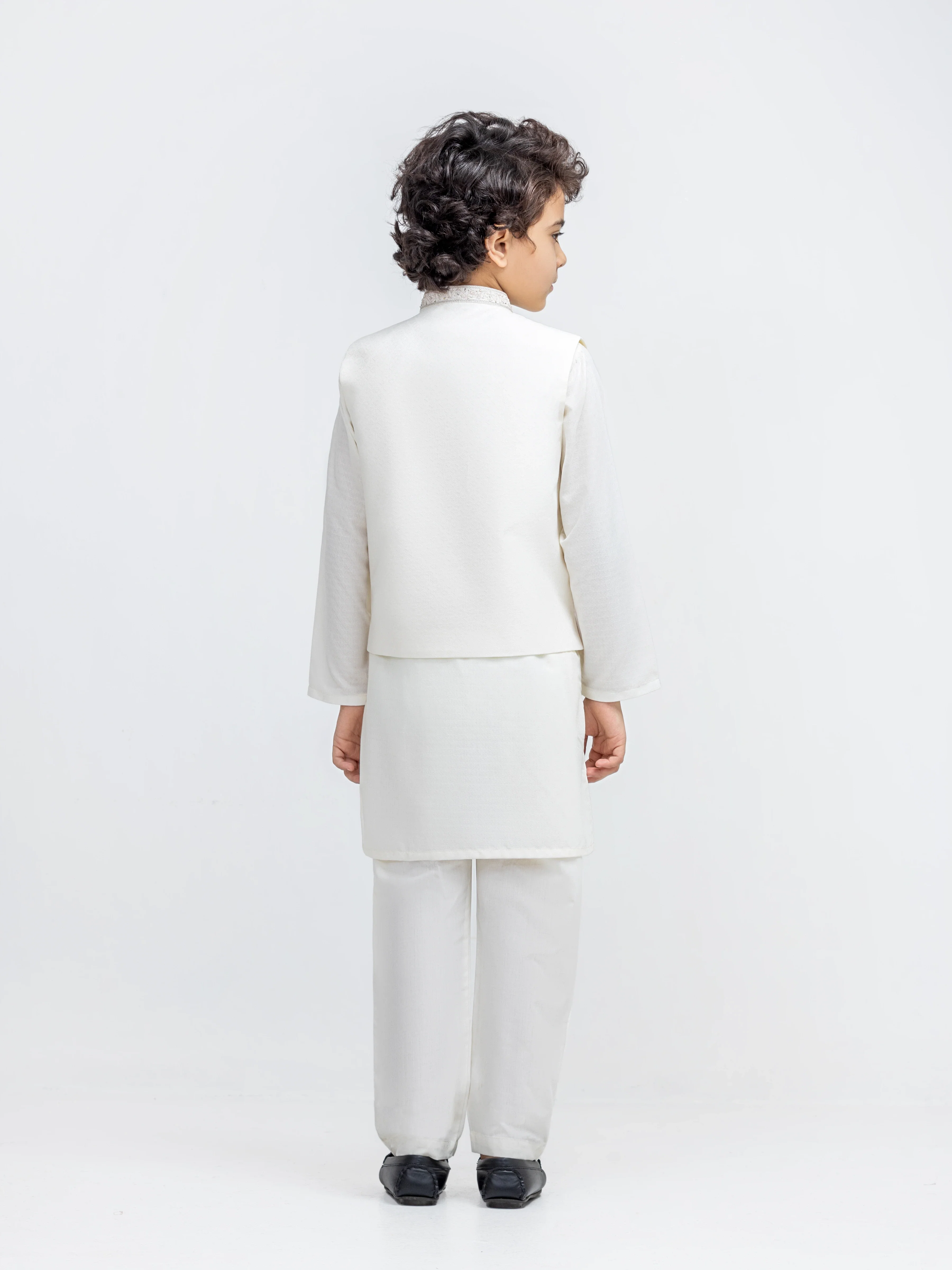 Embroidered Dobby Waistcoat Suit - EBTWCSC5-051 - Image 5