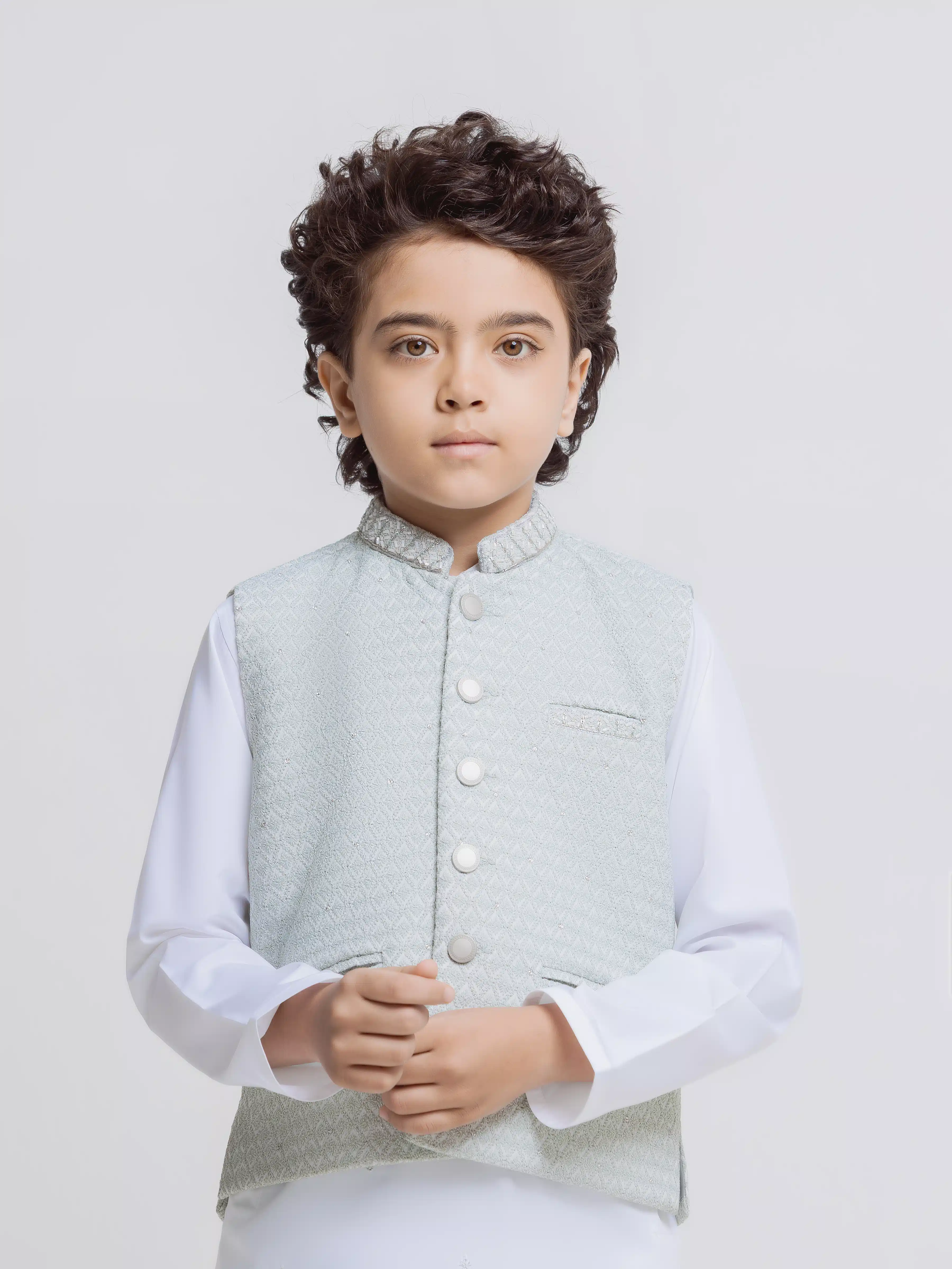 Embroidered Silk Waistcoat Suit - ECBTWCS5-080 - Image 2