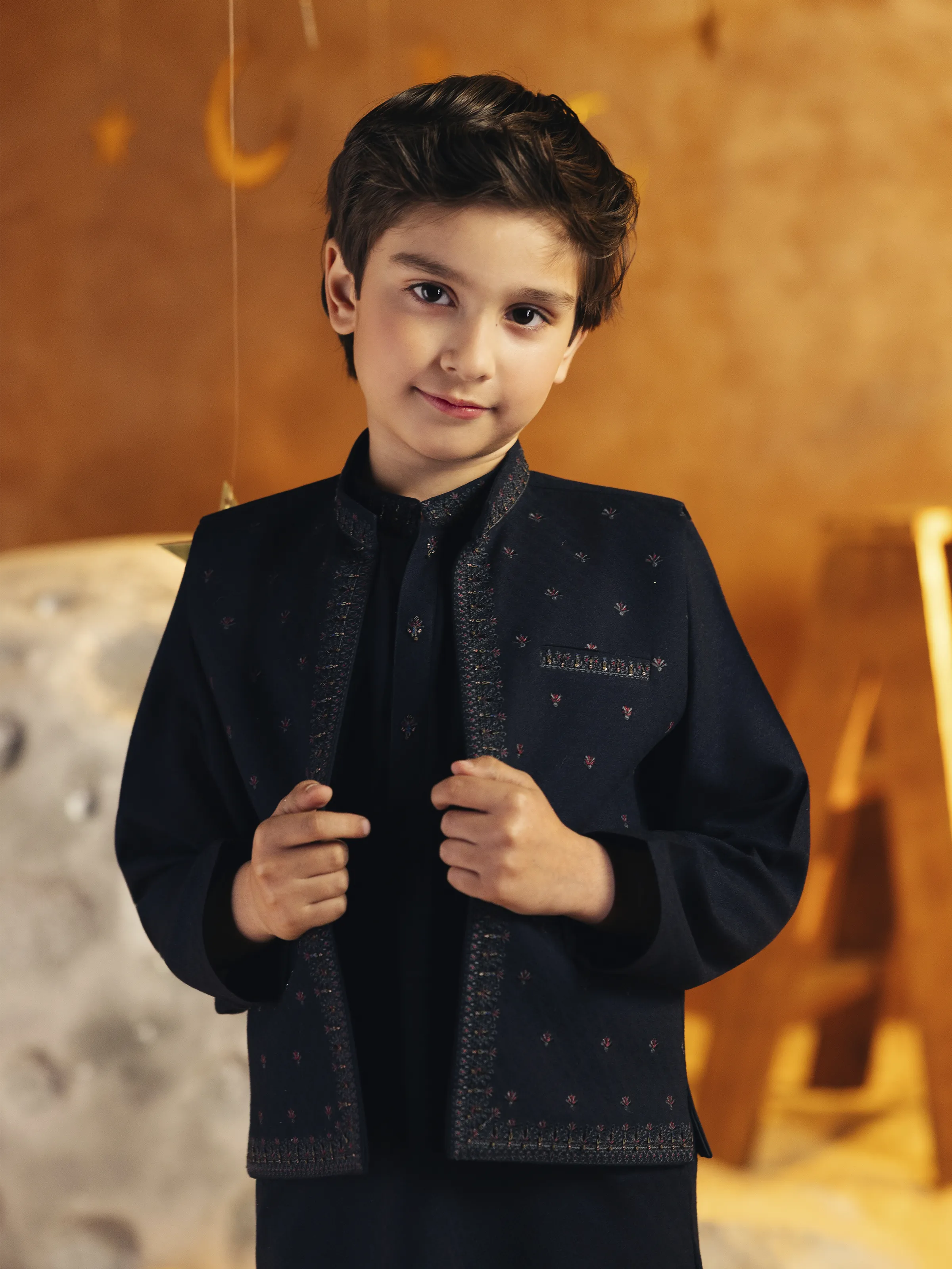 Embroidered Jacquard Waistcoat Suit - EBTWCSC5-054 - Image 2