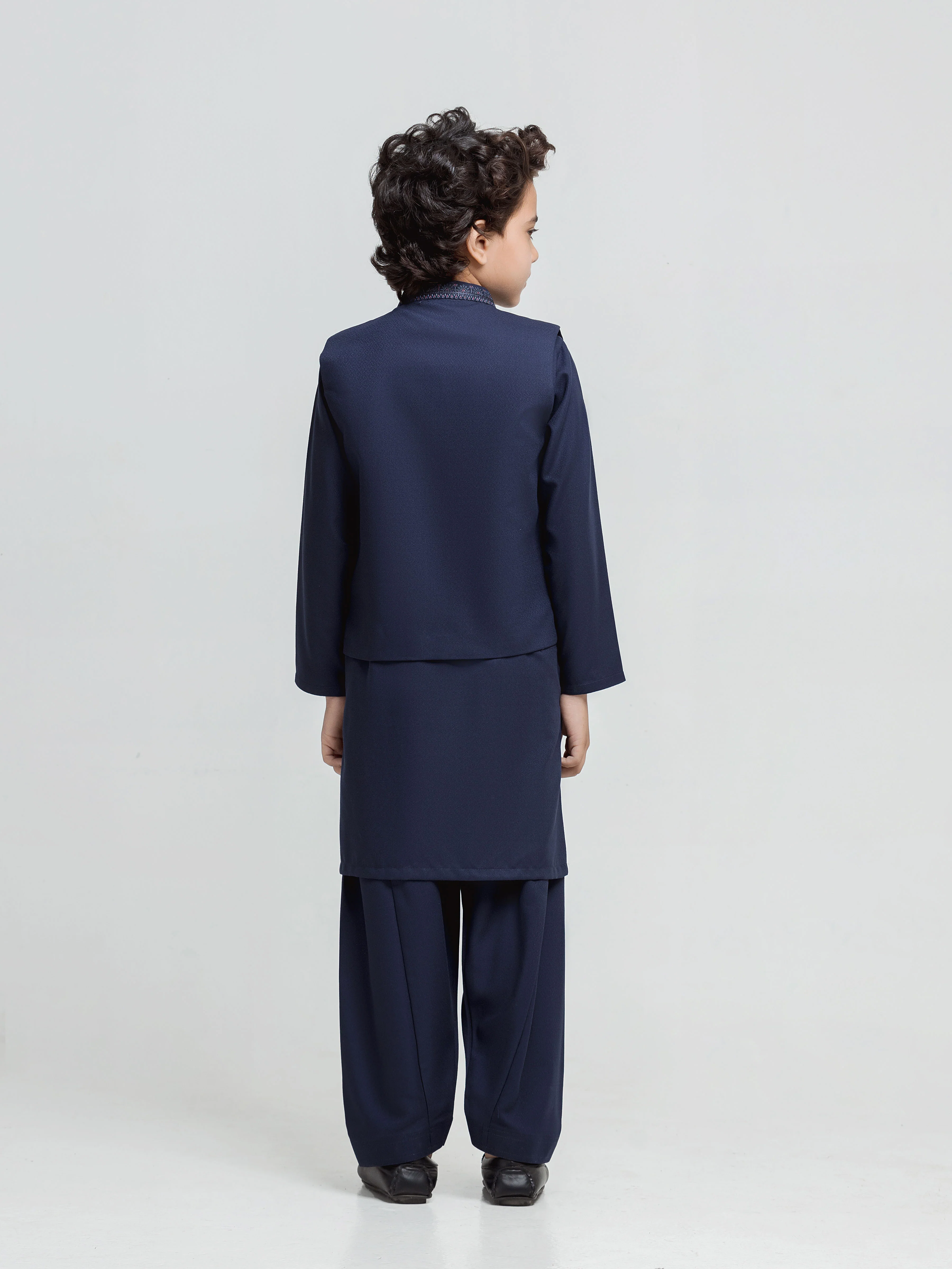 Embroidered Dobby Waistcoat Suit - ECBTWCS5-090 - Image 5