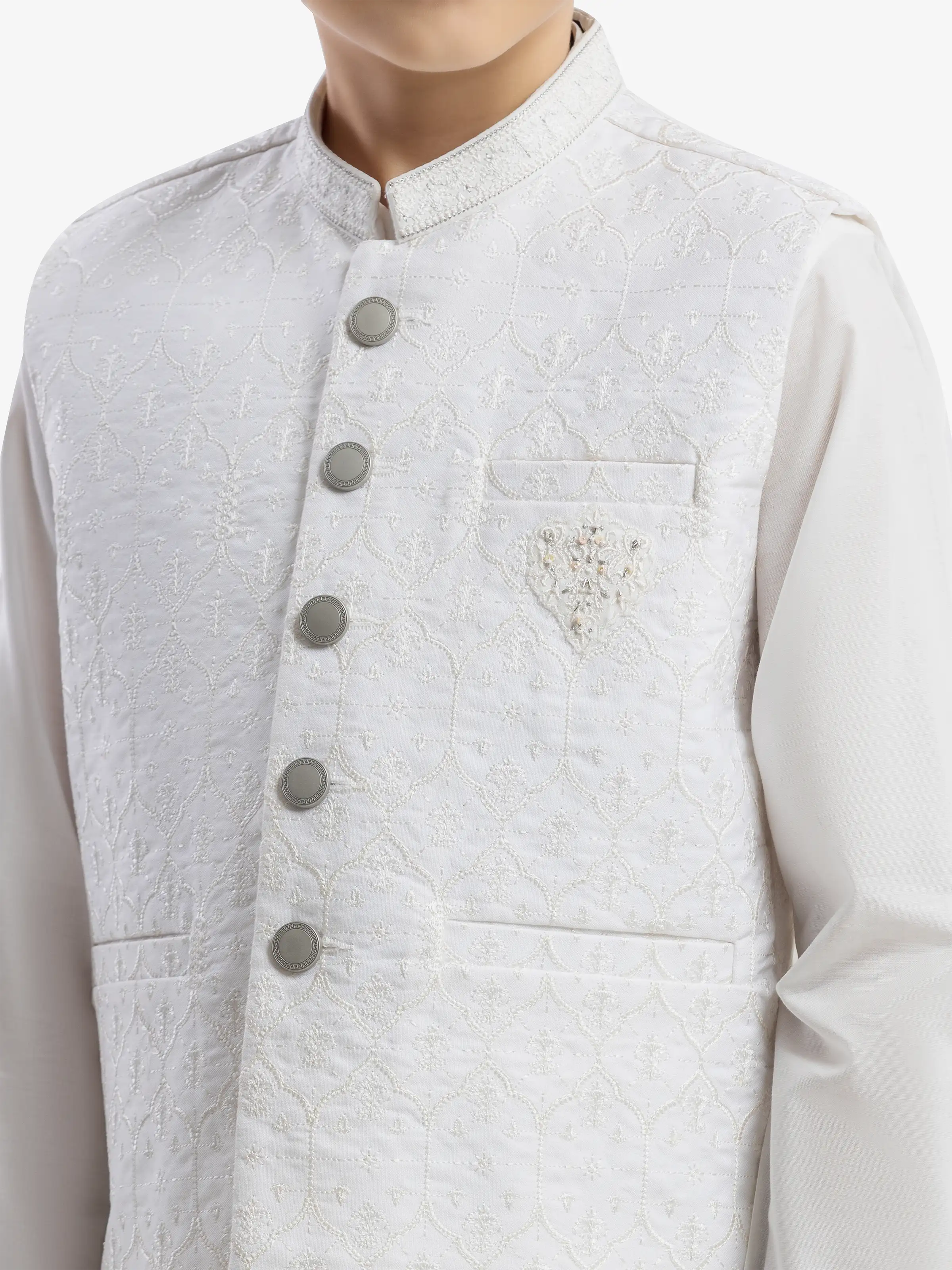 Embroidered Waistcoat Suit - EBTWCS5-25206 - Image 3
