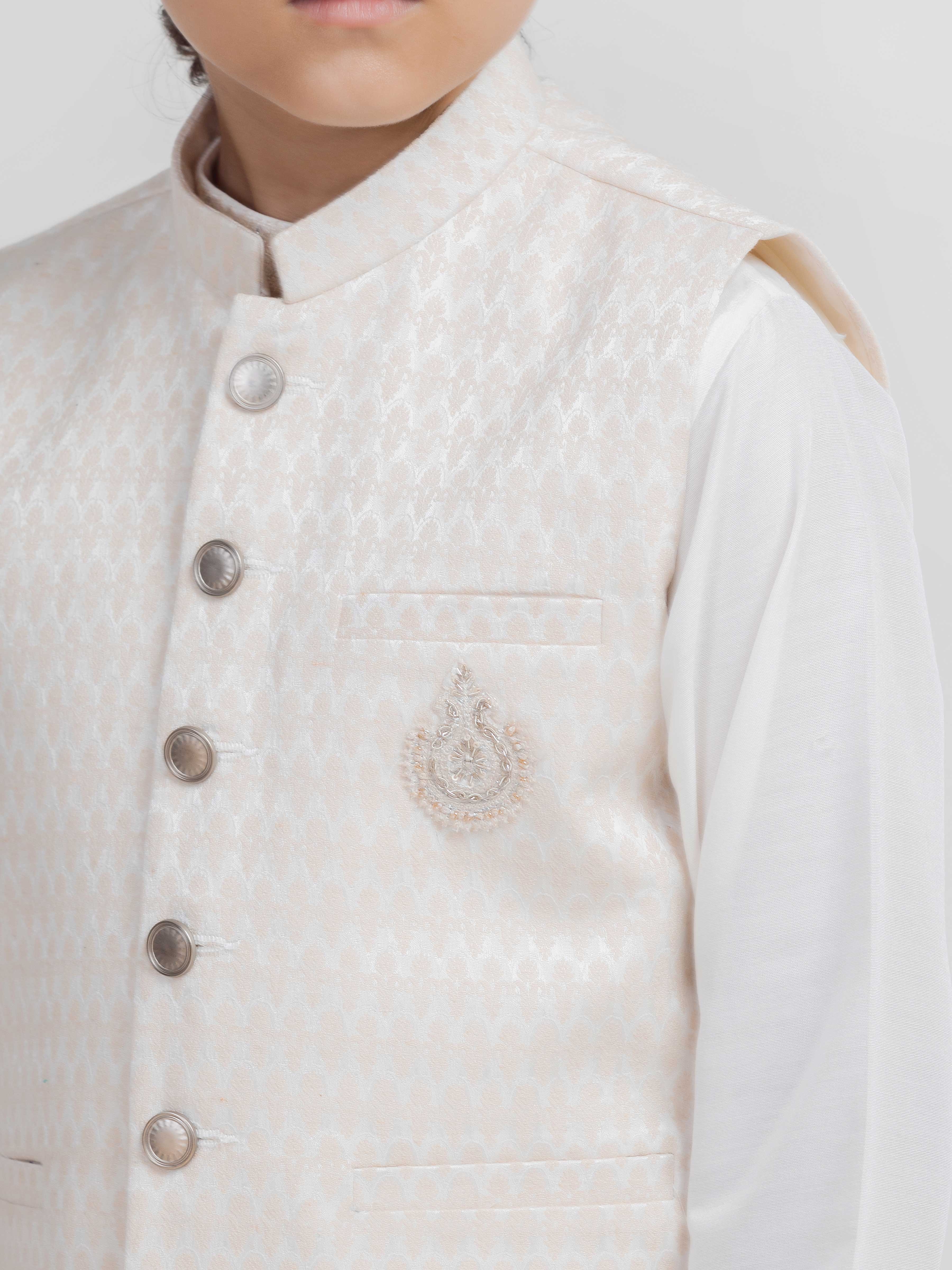 Embroidered Silk Waistcoat Suit - ECBTWCS5-038 - Image 3