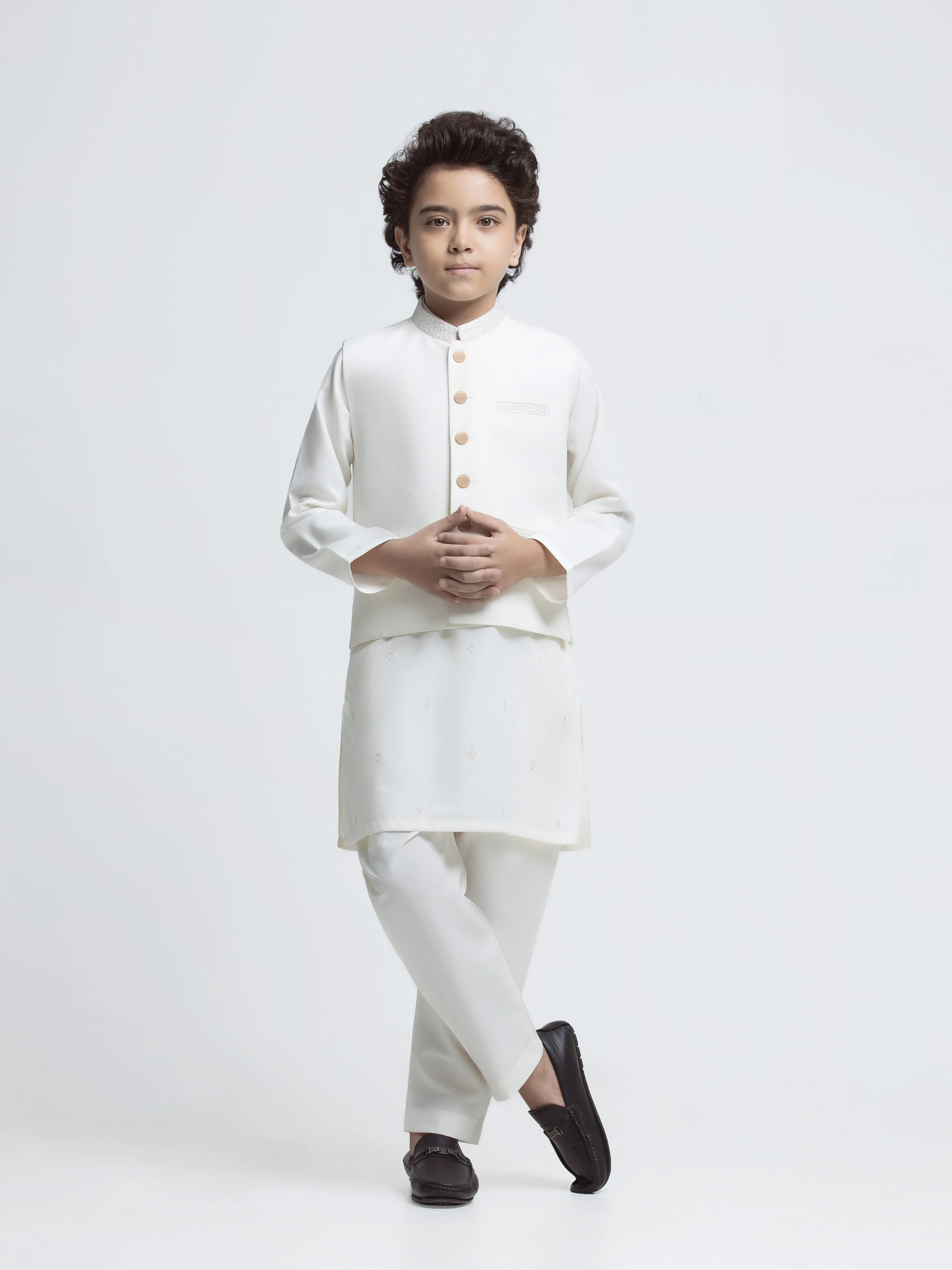 Embroidered Jacquard Waistcoat Suit - ECBTWCS5-064
