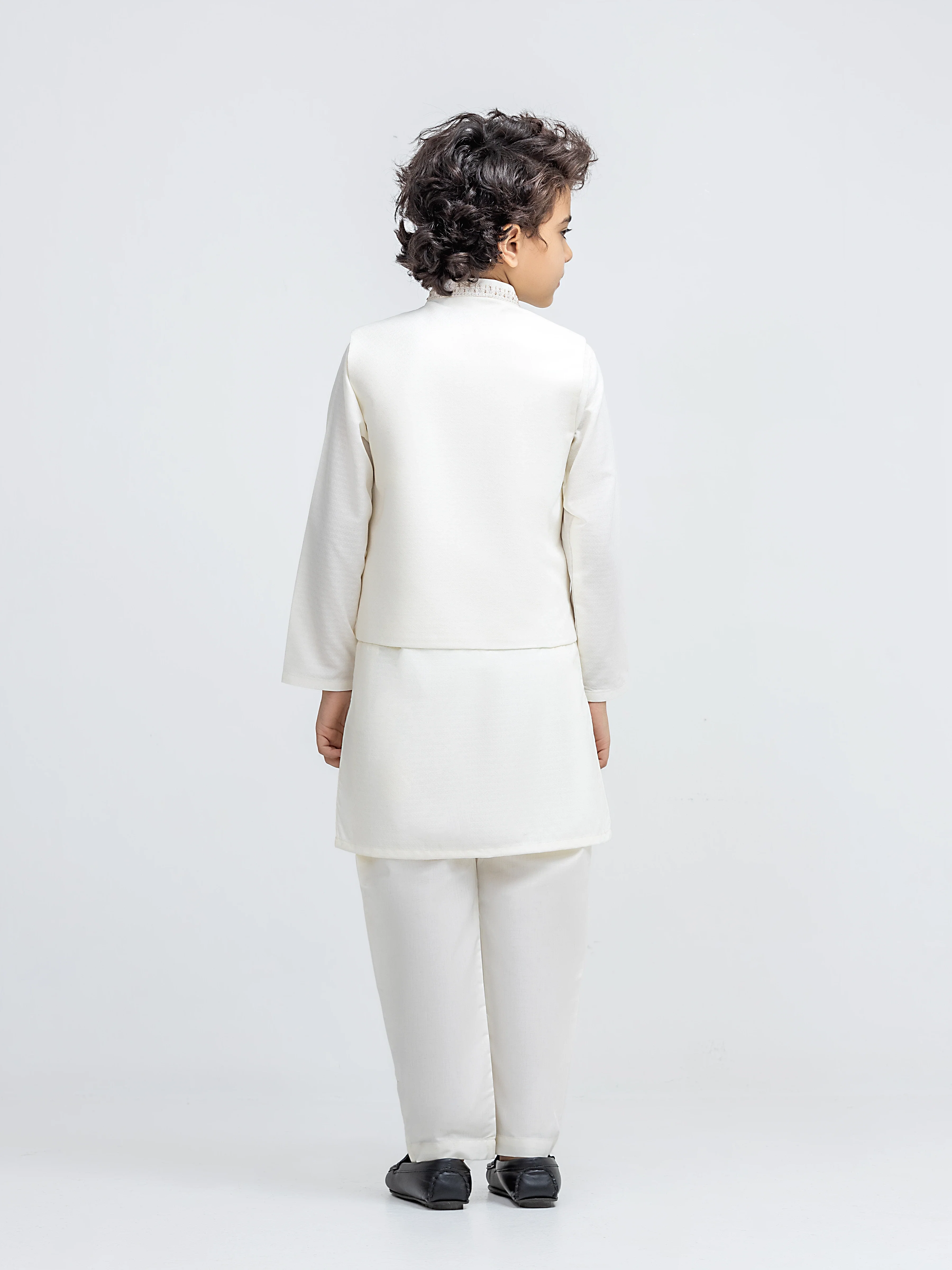 Embroidered Jacquard Waistcoat Suit - ECBTWCS5-097 - Image 5