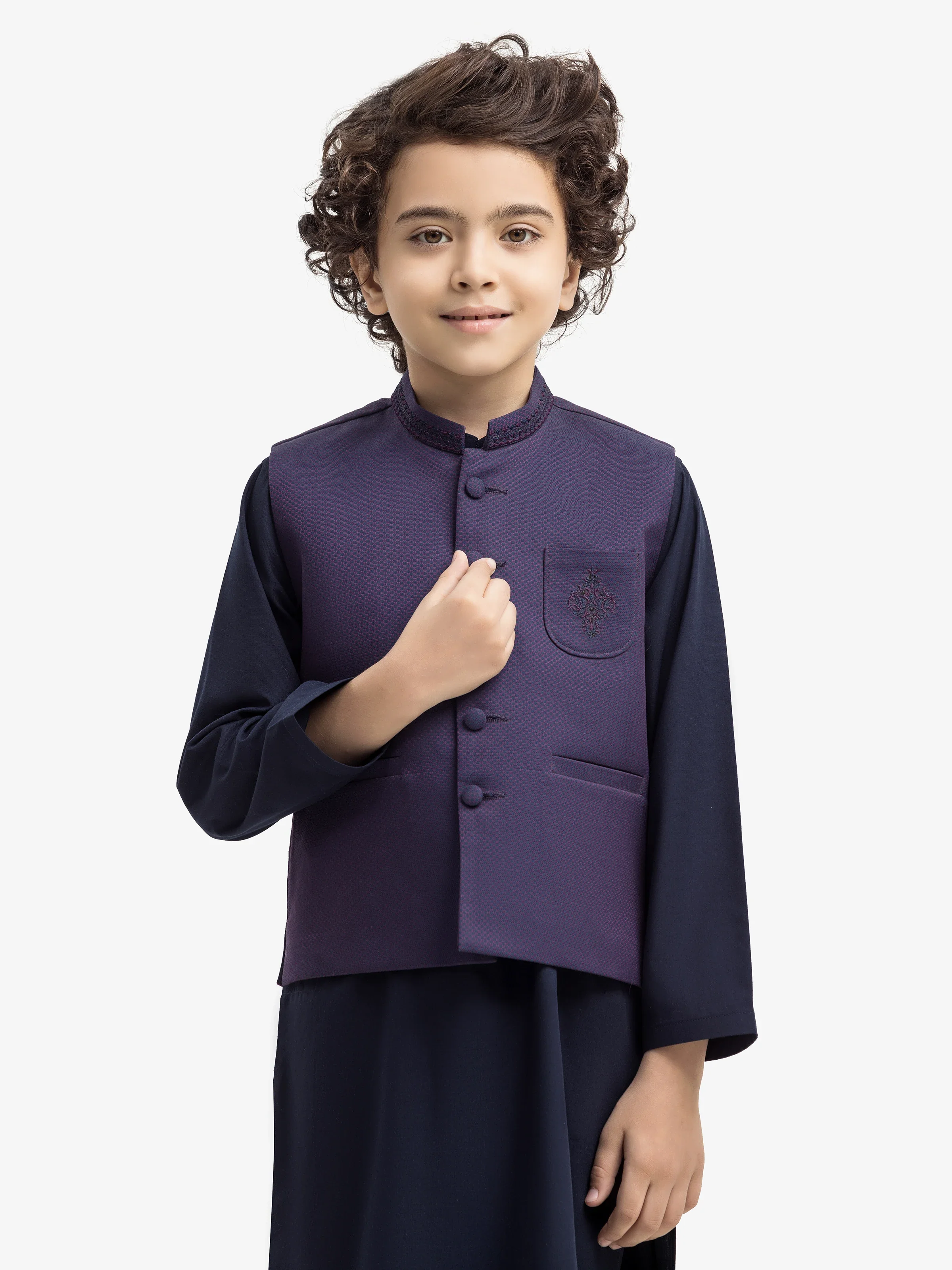 Embroidered Waistcoat Suit - EBTWCS5-25199 - Image 2