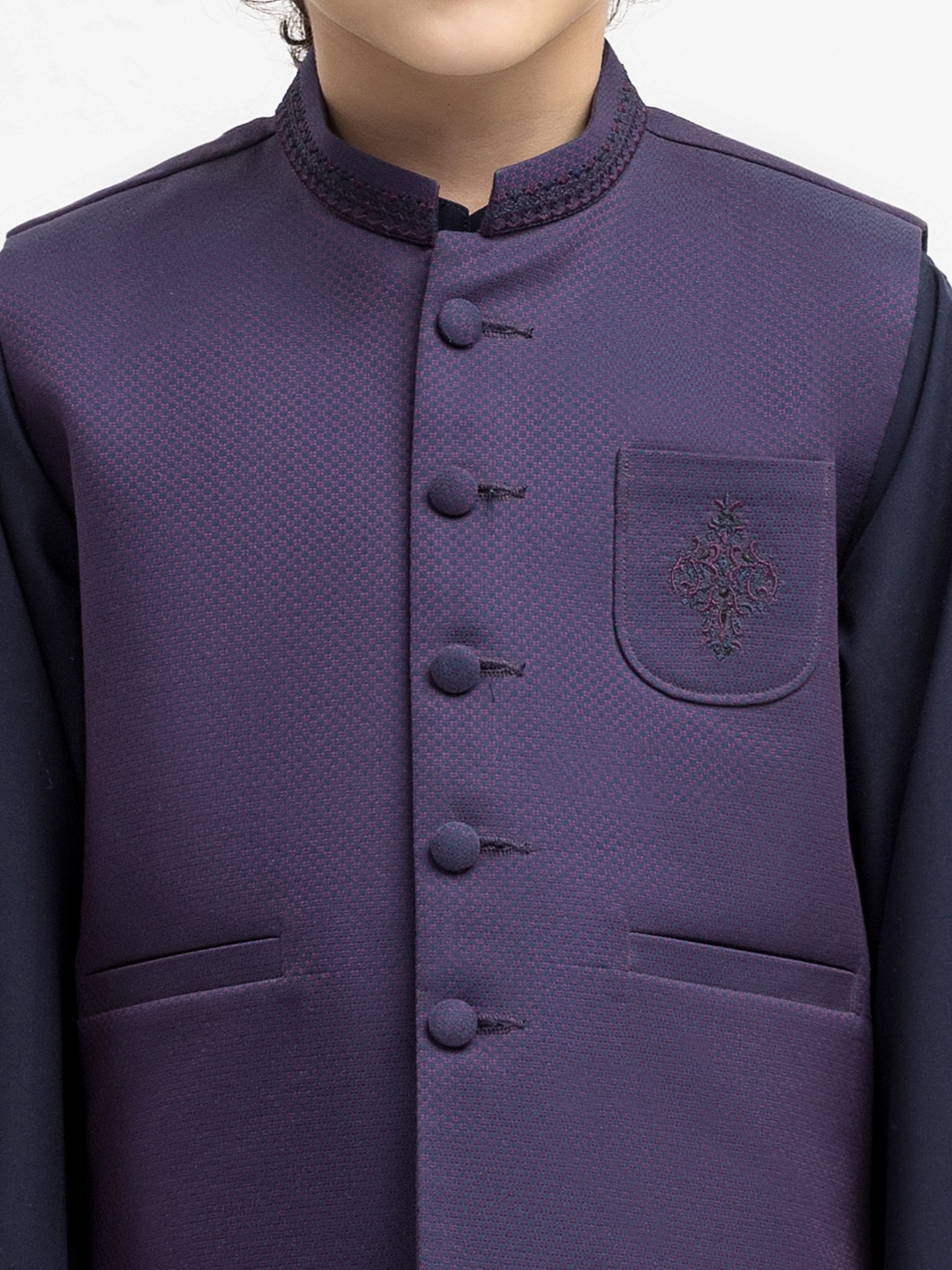 Embroidered Waistcoat Suit - EBTWCS5-25199 - Image 3