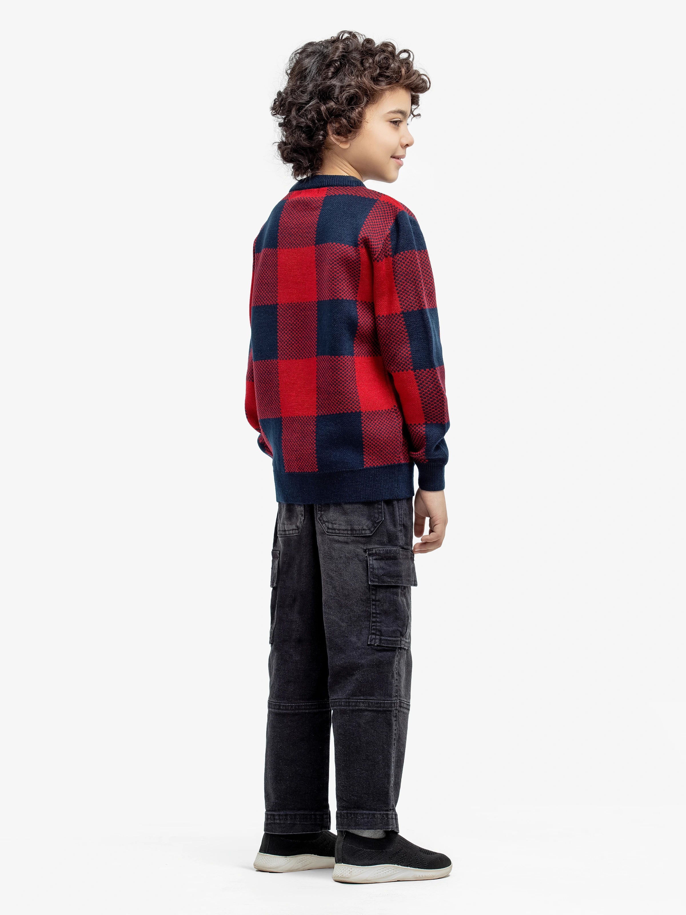 Crew Neck Check Sweater - EBTSWT24-023 - Image 5