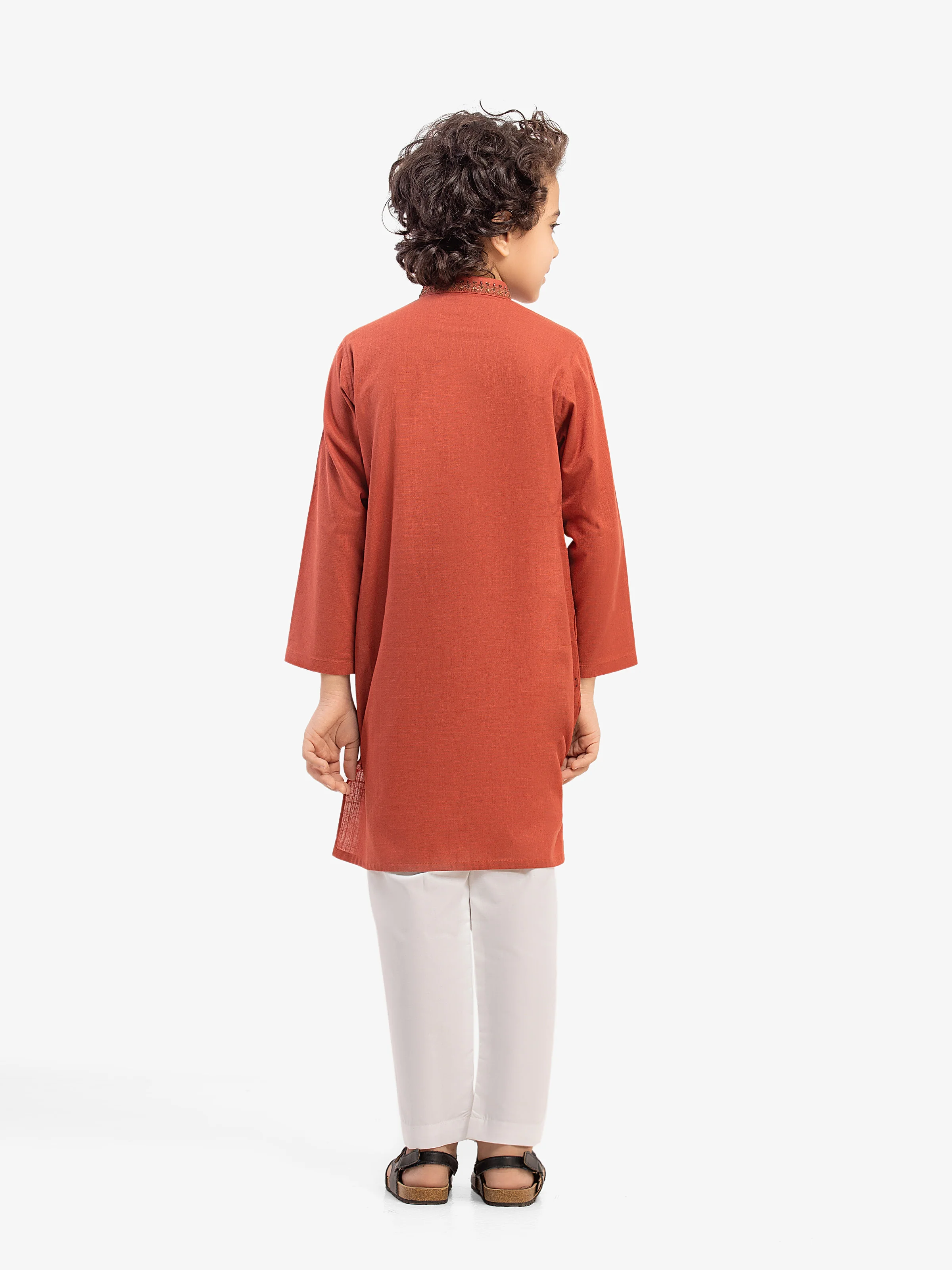 Embroidered Cotton Kurta - EBTKC5-031 - Image 5