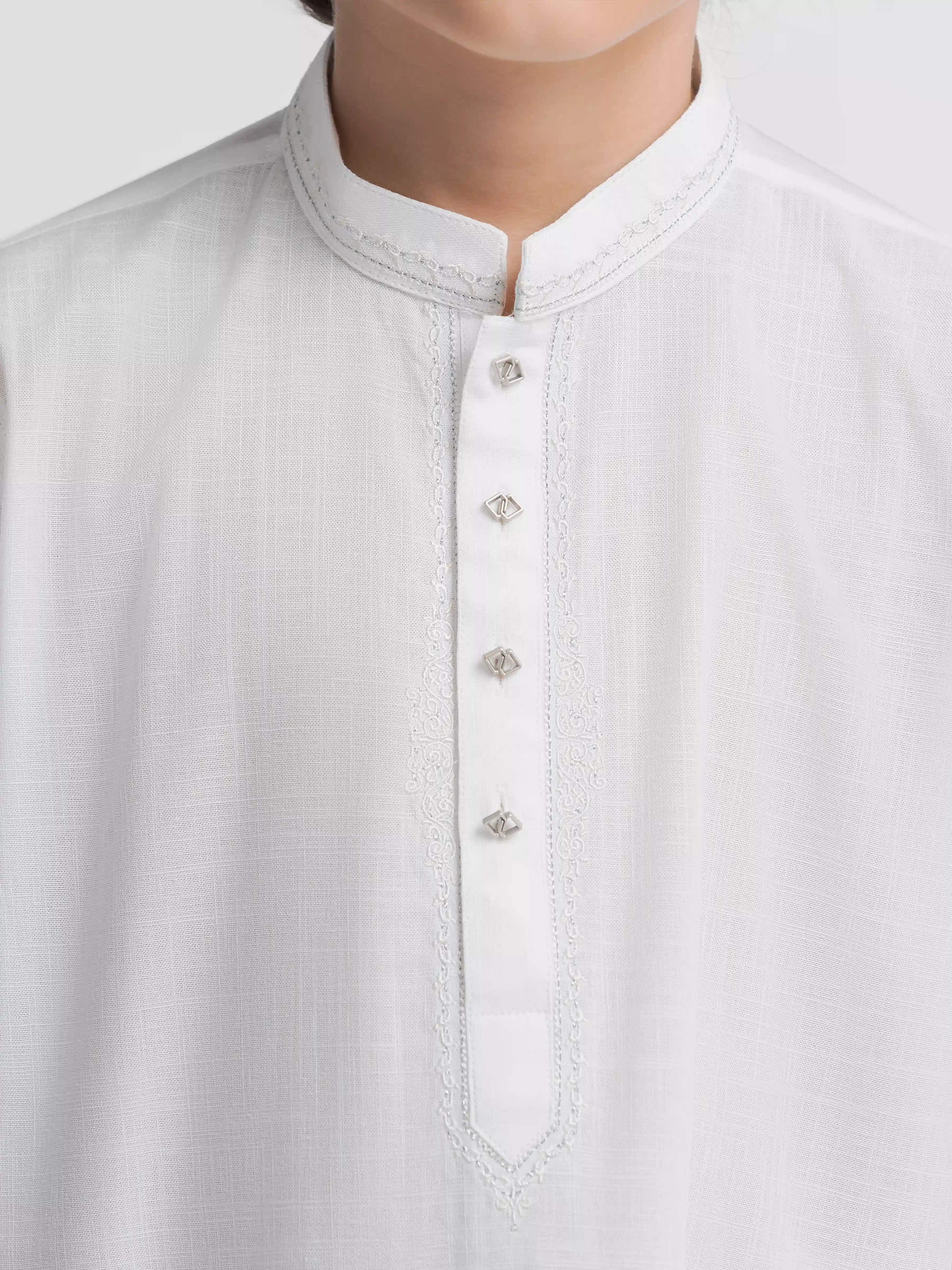 Embroidered Cotton Slub Kurta Pajama - EBTKP6-034 - Image 3