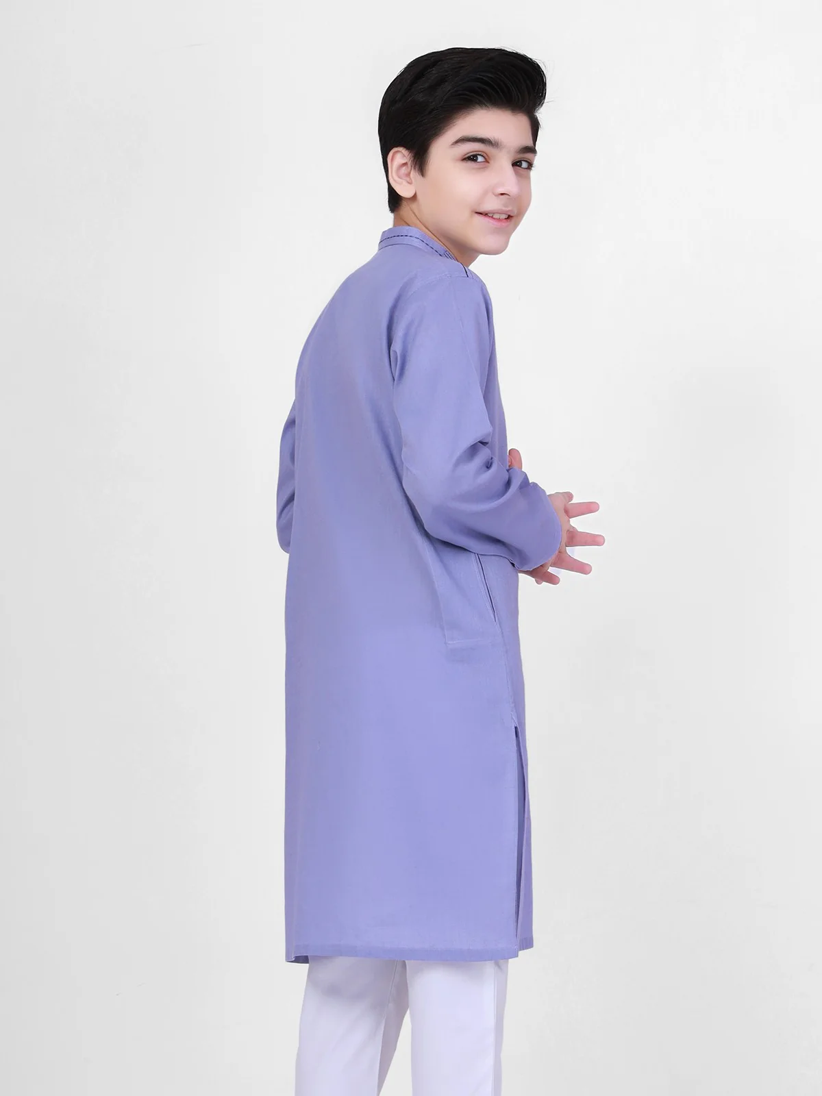 Embroidered Linen Kurta - EBTK21-3762 - Image 3
